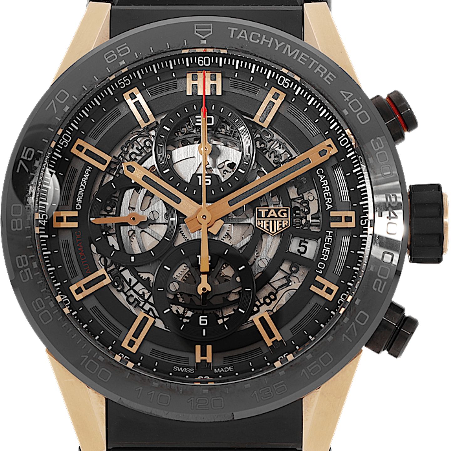 TAG Heuer Carrera Calibre HEUER 01 CAR205A.FT6087 (2019) - Transparent dial 43 mm Gold/Steel case (2/5)