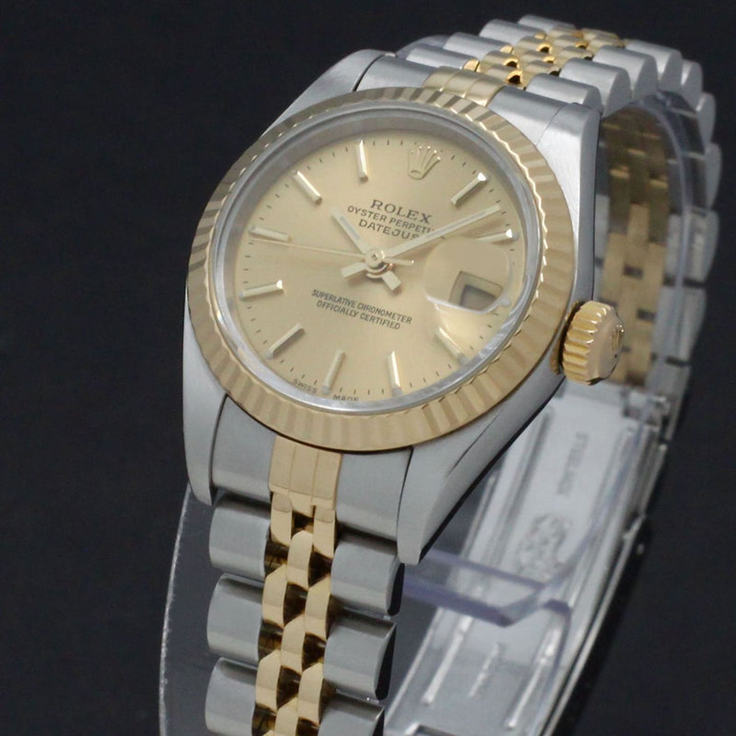 Rolex Lady-Datejust 79173 (2003) - Gold dial 26 mm Gold/Steel case (7/7)