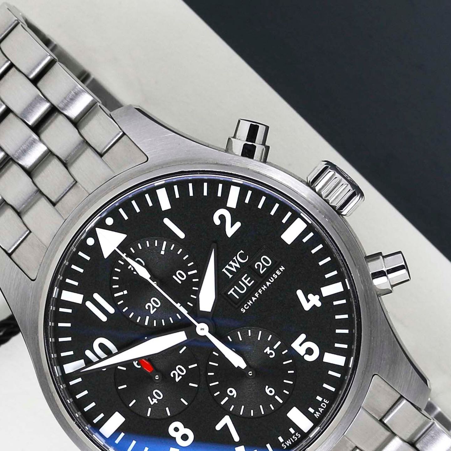 IWC Pilot Chronograph IW377710 (2016) - Zwart wijzerplaat 43mm Staal (3/8)