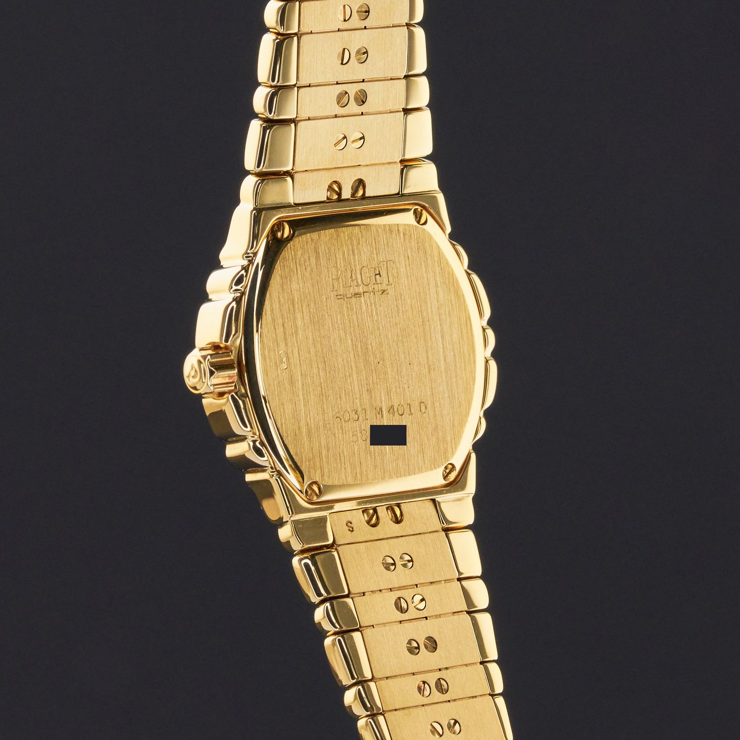 Piaget Tanagra 16031M401D (1996) - Blue dial 25 mm Yellow Gold case (7/8)