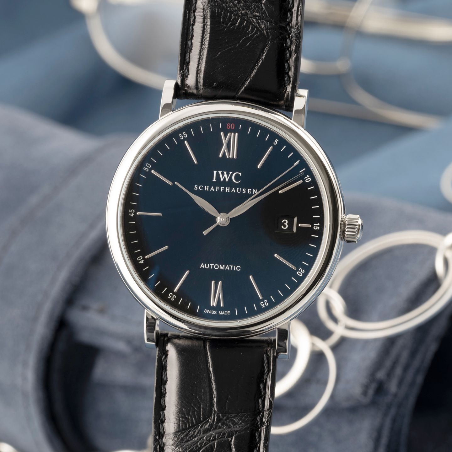 IWC Portofino Automatic IW356502 (Onbekend (willekeurig serienummer)) - Zwart wijzerplaat 40mm Staal (3/8)