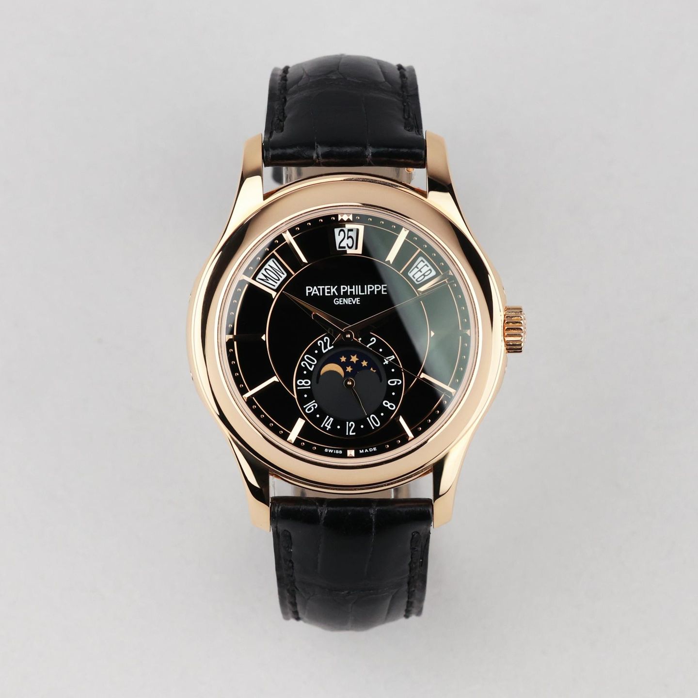 Patek Philippe Annual Calendar 5205R (2016) - Zwart wijzerplaat 41mm Roségoud (1/8)