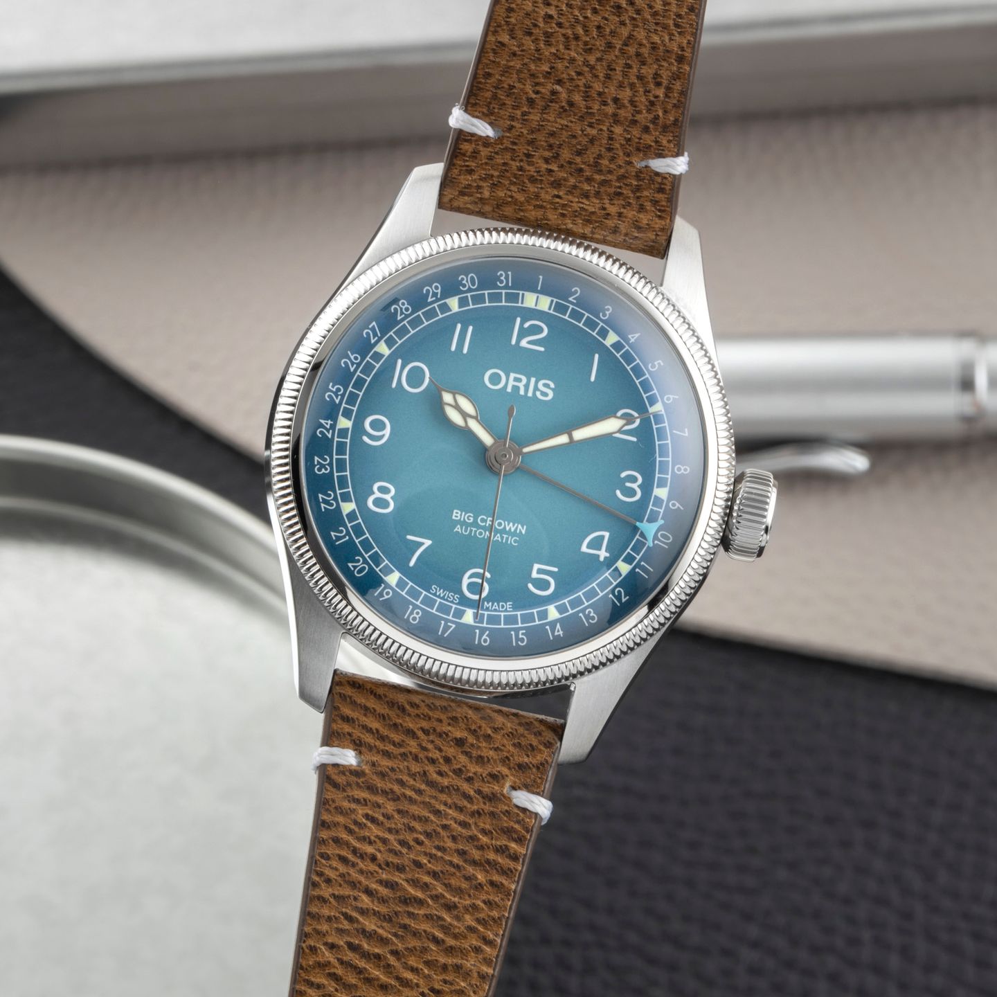 Oris Big Crown Pointer Date 01 754 7779 4065-Set (Unknown (random serial)) - Blue dial 38 mm Steel case (3/8)