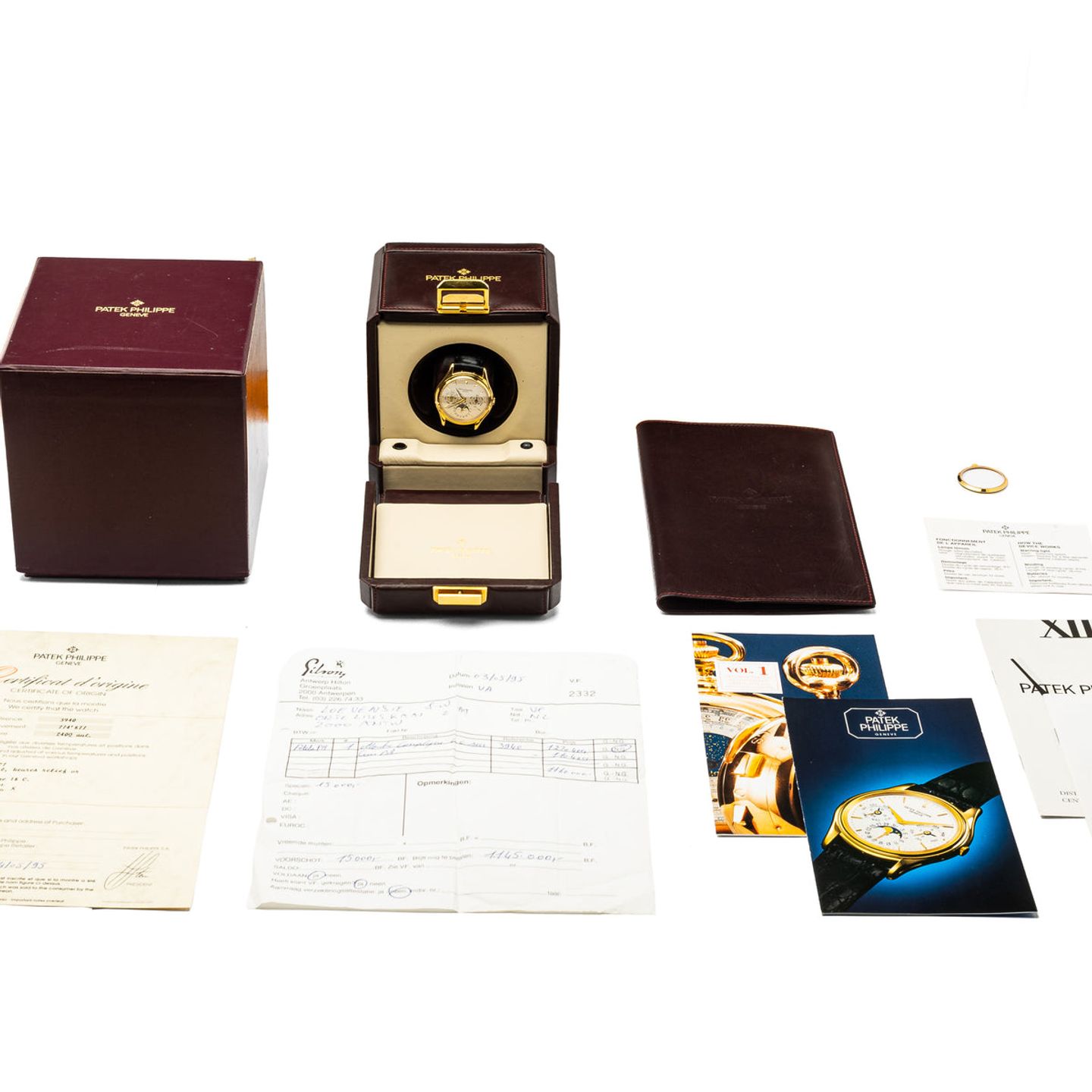 Patek Philippe Perpetual Calendar 3940J (1995) - White dial 37 mm Yellow Gold case (5/5)