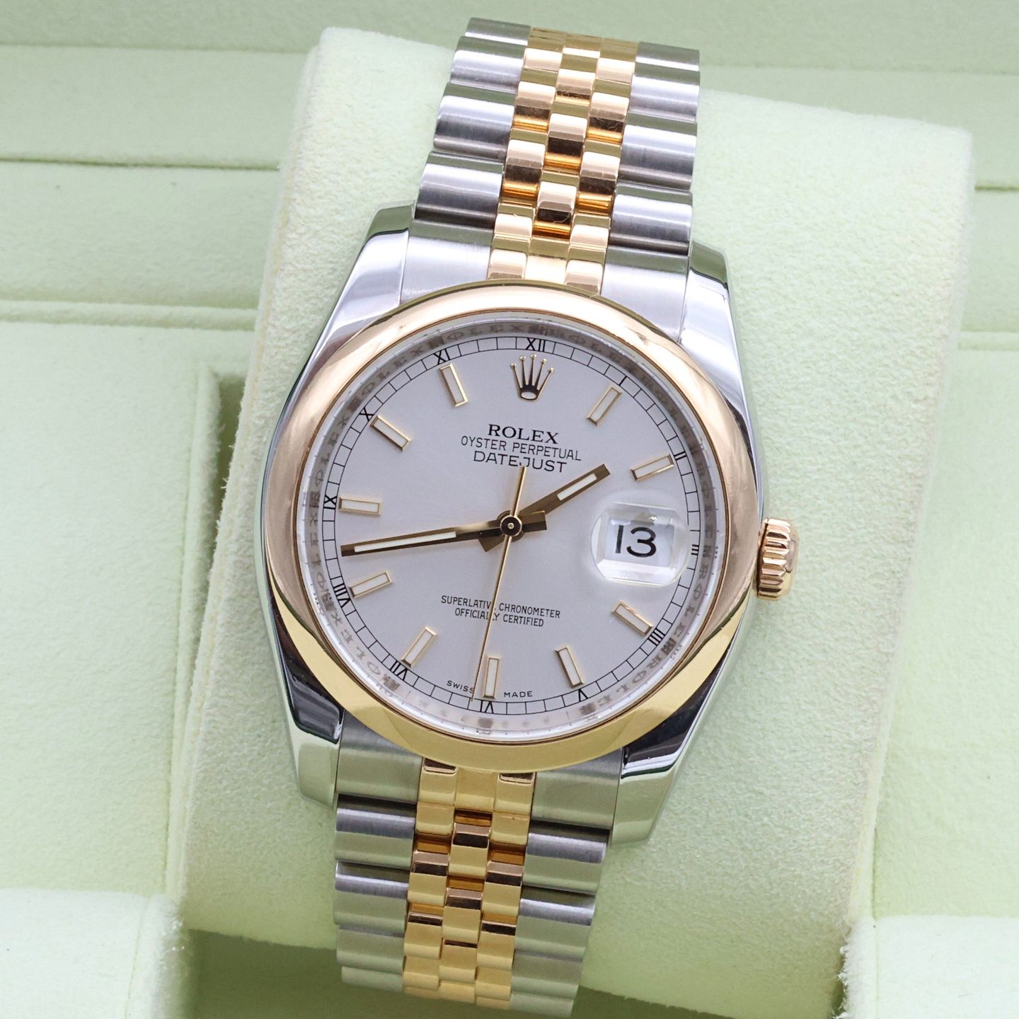 Rolex Datejust 36 116203 (Unknown (random serial)) - Silver dial 36 mm Gold/Steel case (1/8)