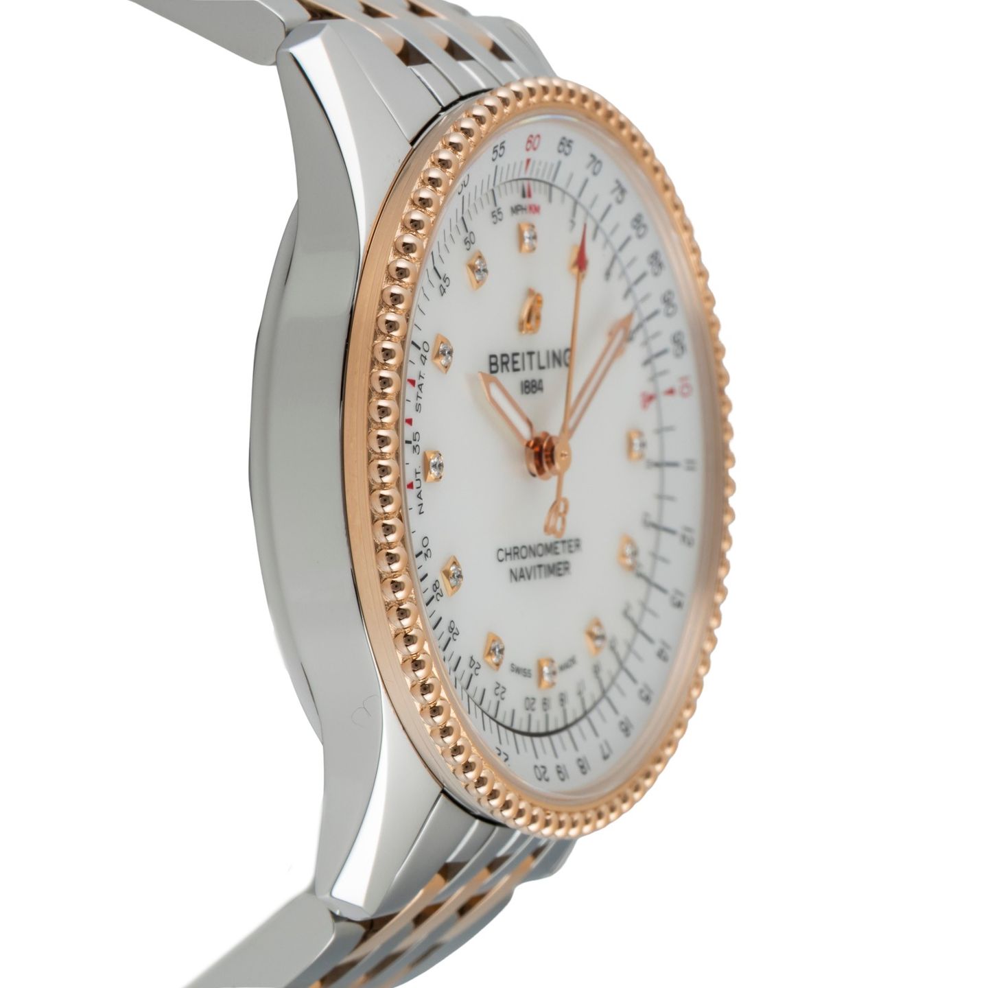 Breitling Navitimer U17395 (2022) - Silver dial 35 mm Gold/Steel case (7/8)