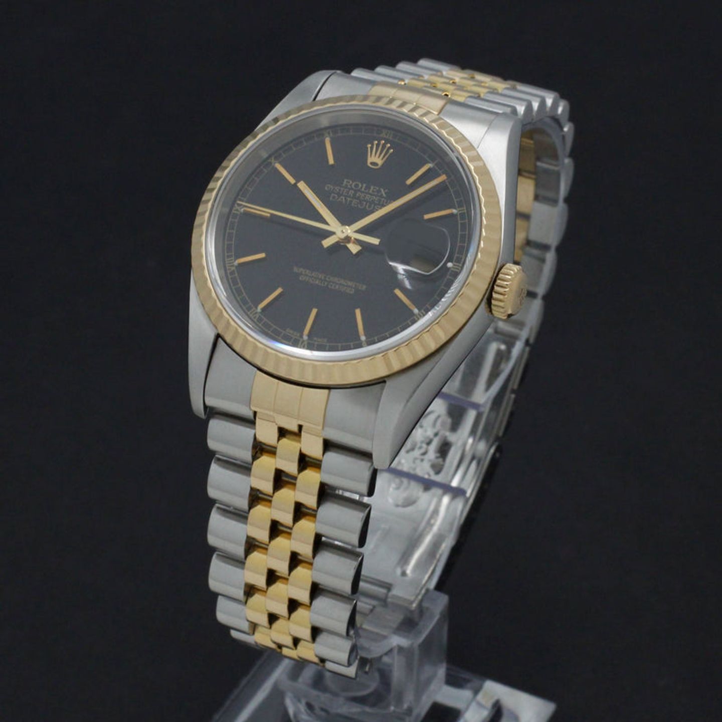 Rolex Datejust 36 16233 (2002) - Zwart wijzerplaat 36mm Goud/Staal (2/7)