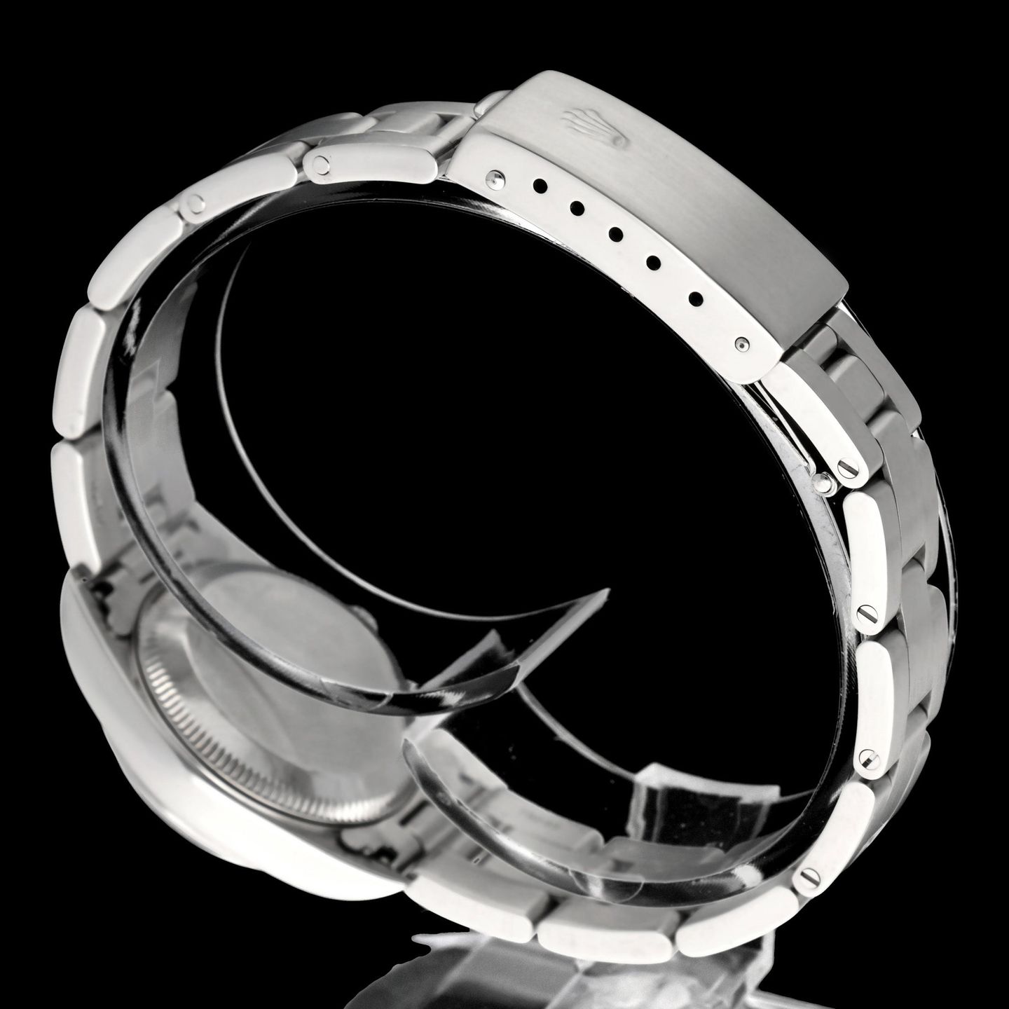 Rolex Oyster Perpetual 76080 (2002) - Zwart wijzerplaat 24mm Staal (7/7)