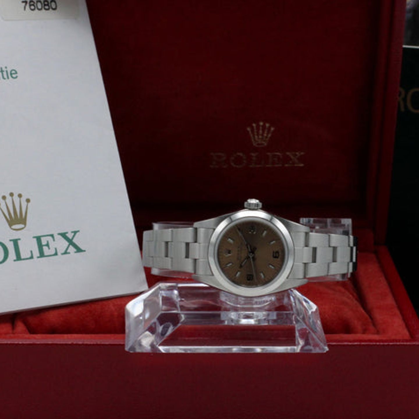 Rolex Oyster Perpetual 76080 (2003) - Roze wijzerplaat 26mm Staal (3/7)