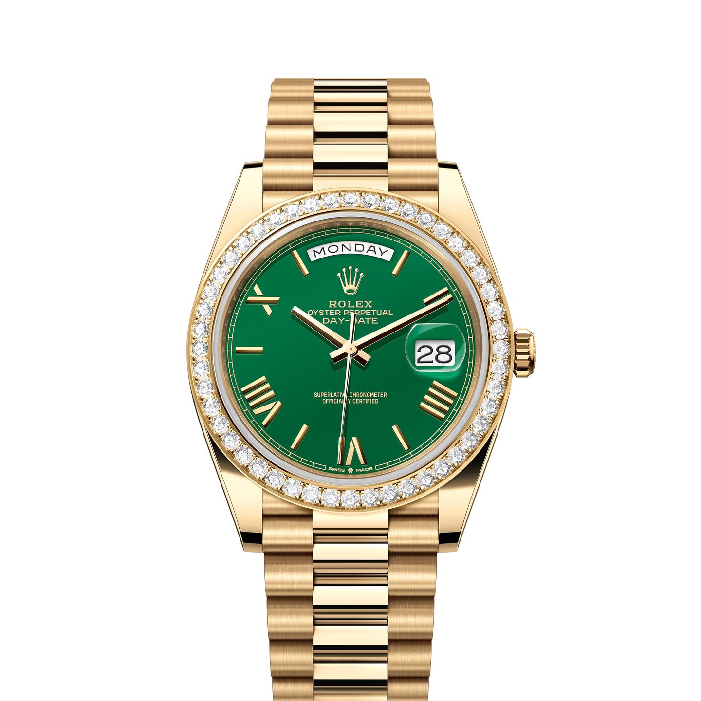 Rolex Day-Date 40 228348RBR (2024) - Groen wijzerplaat 40mm Geelgoud (1/1)