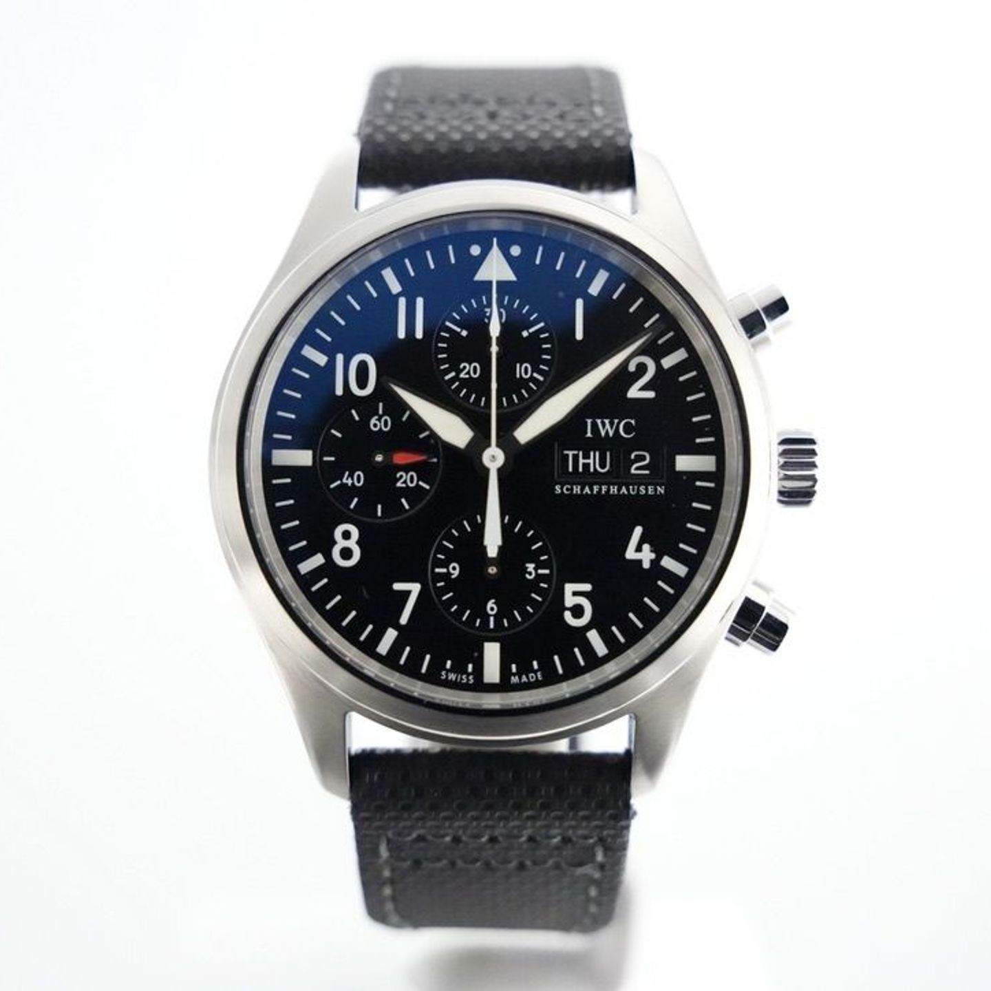 IWC Pilot Chronograph IW371701 (2011) - Zwart wijzerplaat 42mm Staal (1/8)