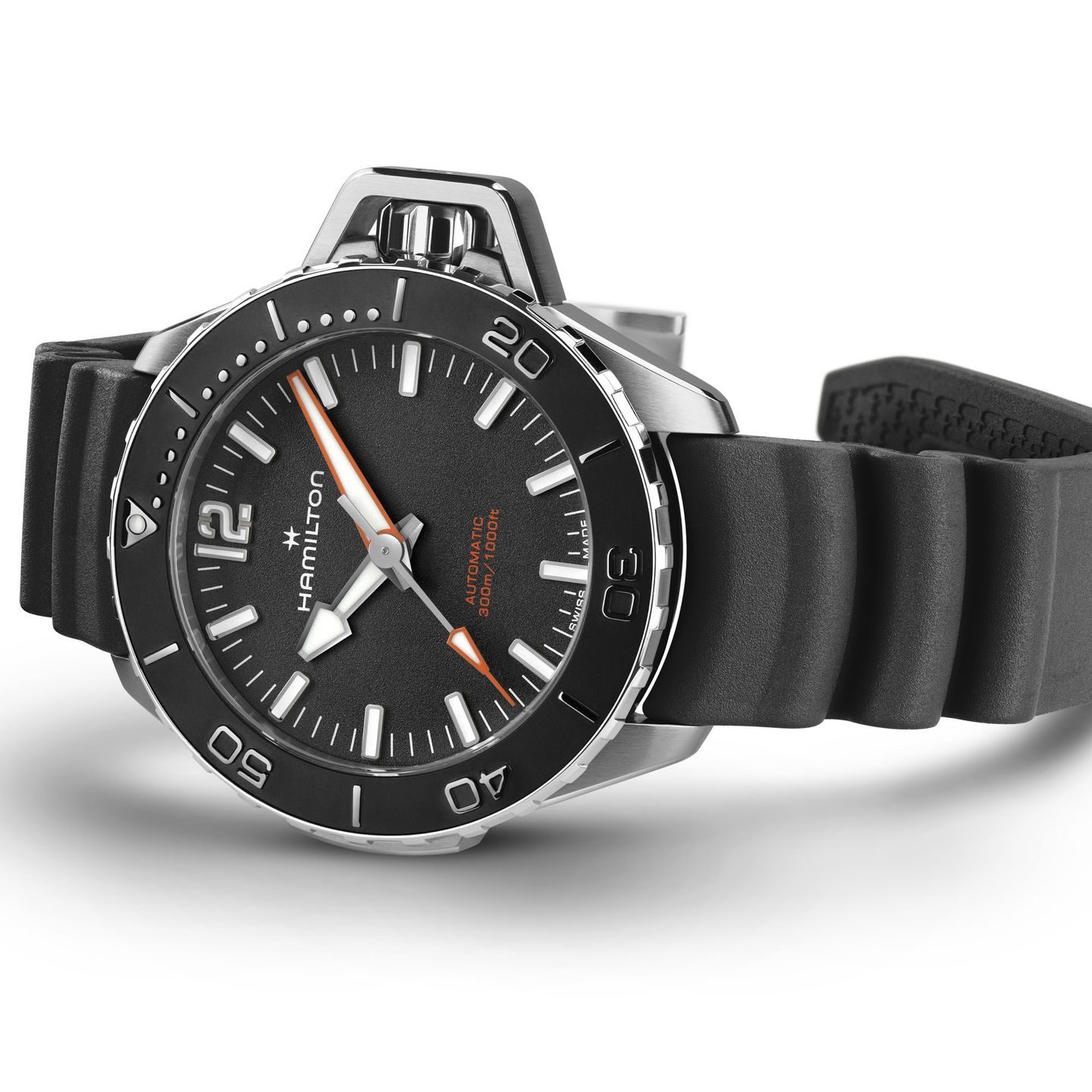 Hamilton Khaki Navy Frogman H77455330 (2024) - Zwart wijzerplaat 41mm Staal (3/4)