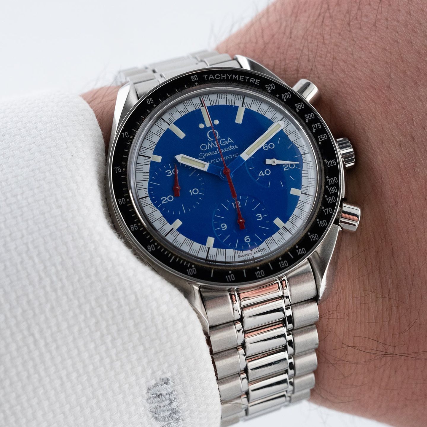 Omega Speedmaster Reduced 3810.81.08 (1998) - Blue dial 39 mm Steel case (6/7)