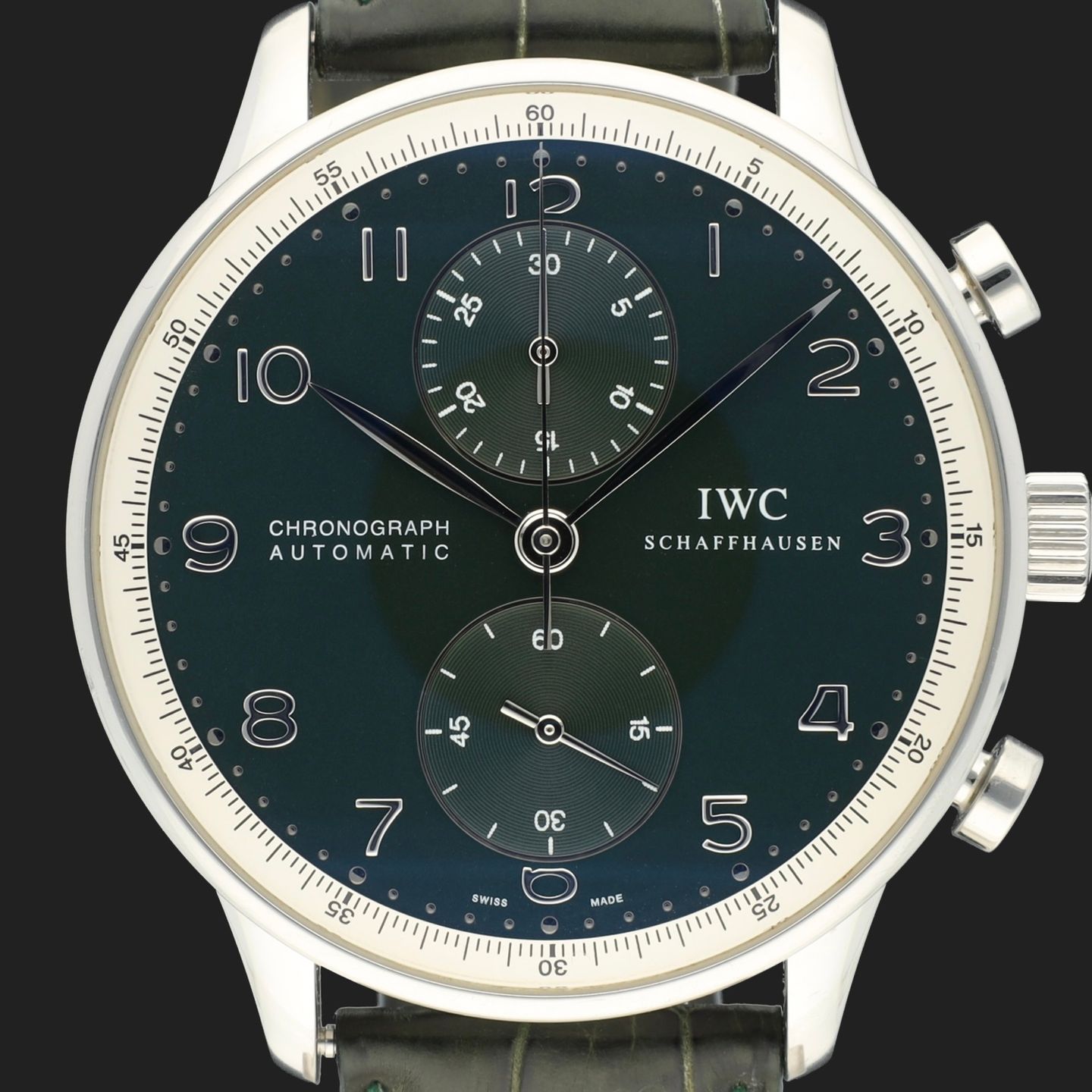 IWC Portuguese Chronograph IW371430 (2005) - Groen wijzerplaat 41mm Staal (2/8)