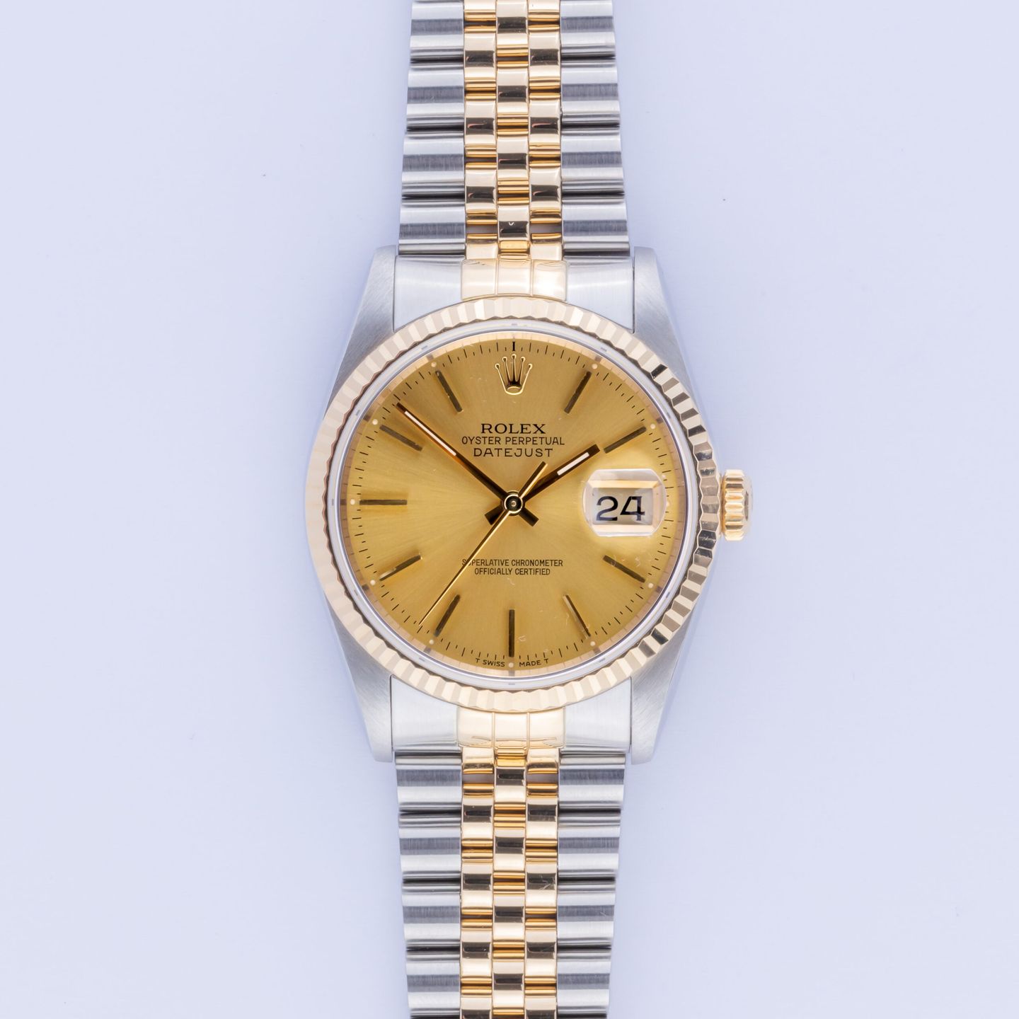 Rolex Datejust 36 16233 (1993) - Champagne dial 36 mm Gold/Steel case (3/8)