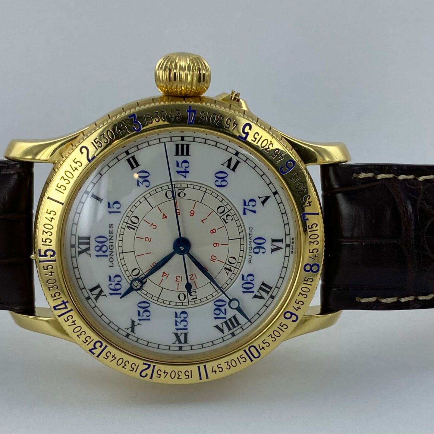 Longines Lindbergh Hour Angle - (Unknown (random serial)) - White dial 48 mm Yellow Gold case (1/8)