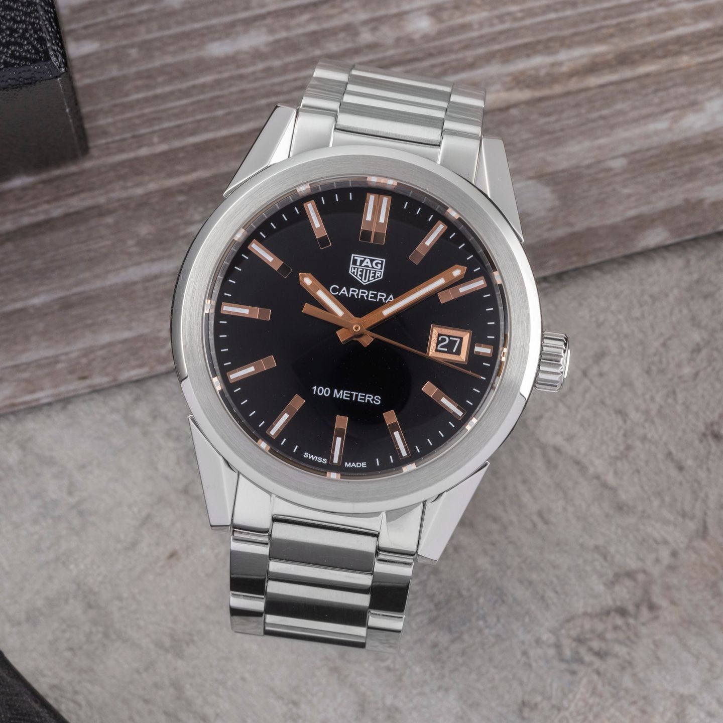 TAG Heuer Carrera WBG1311 (Unknown (random serial)) - Black dial Steel case (1/8)