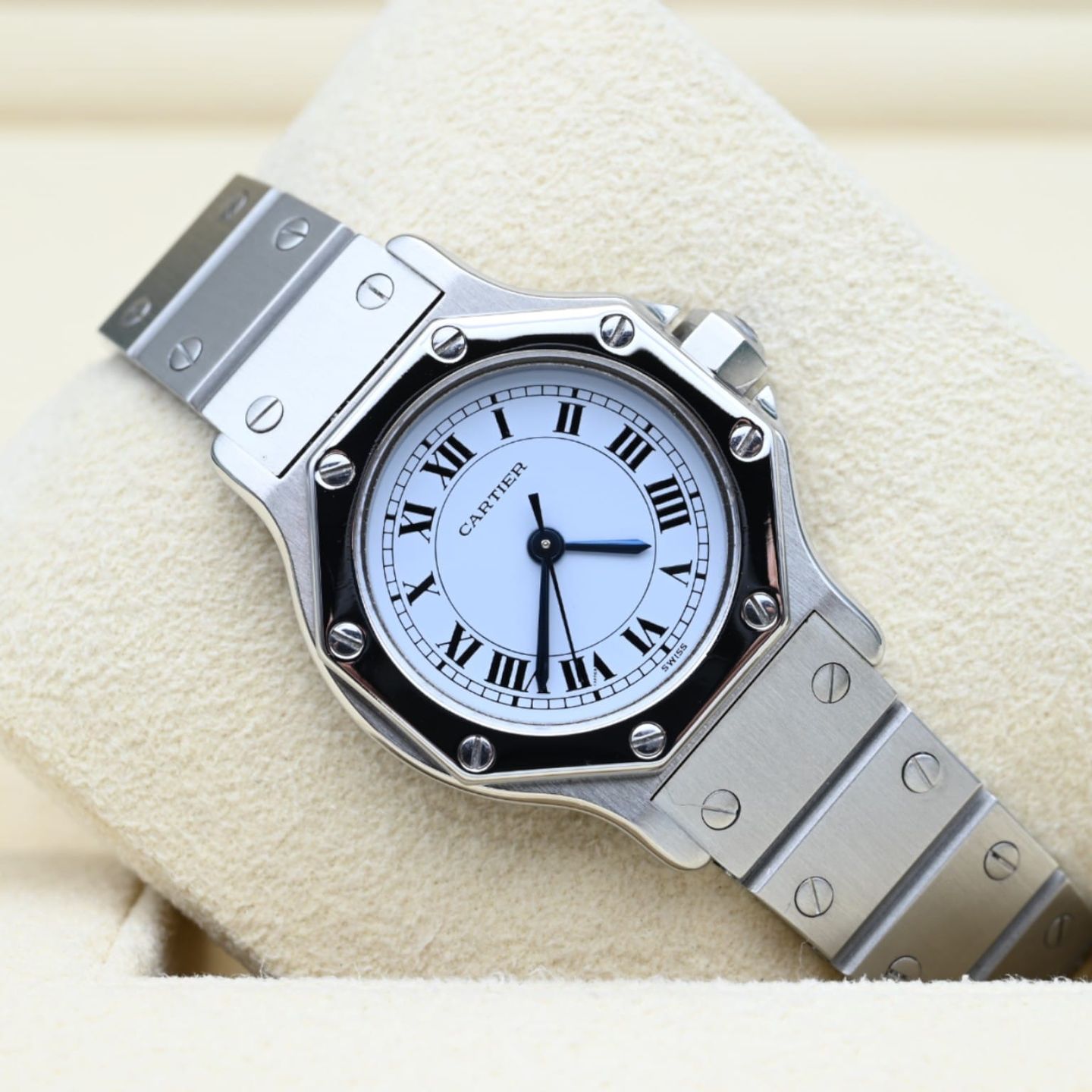 Cartier Santos 0906 (Unknown (random serial)) - White dial 25 mm Steel case (1/8)