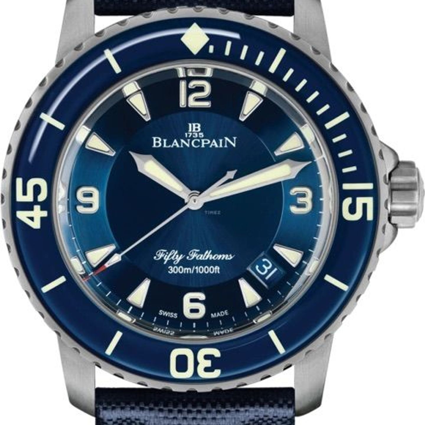 Blancpain Fifty Fathoms 5015-12B40-O52A (2024) - Blue dial 45 mm Titanium case (1/8)