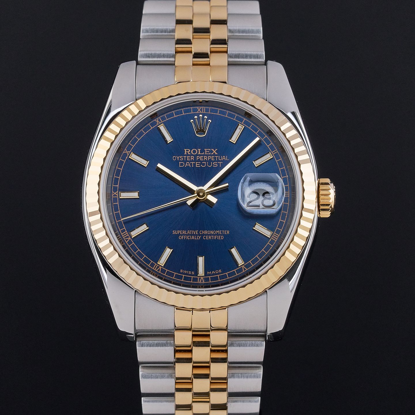 Rolex Datejust 36 116233 (2004) - Blauw wijzerplaat 36mm Goud/Staal (3/7)