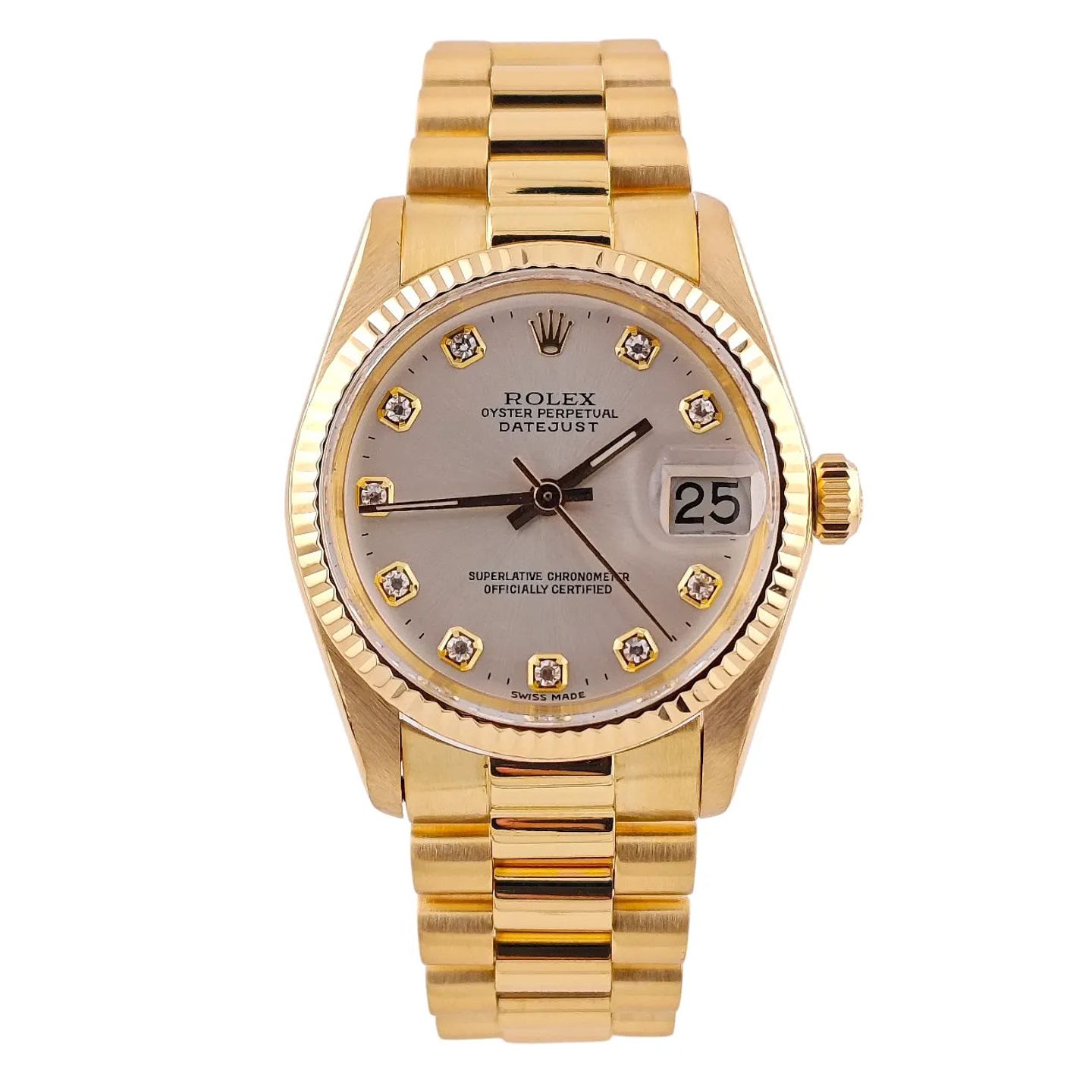 Rolex Datejust 6827 (Unknown (random serial)) - Silver dial 31 mm Yellow Gold case (1/8)