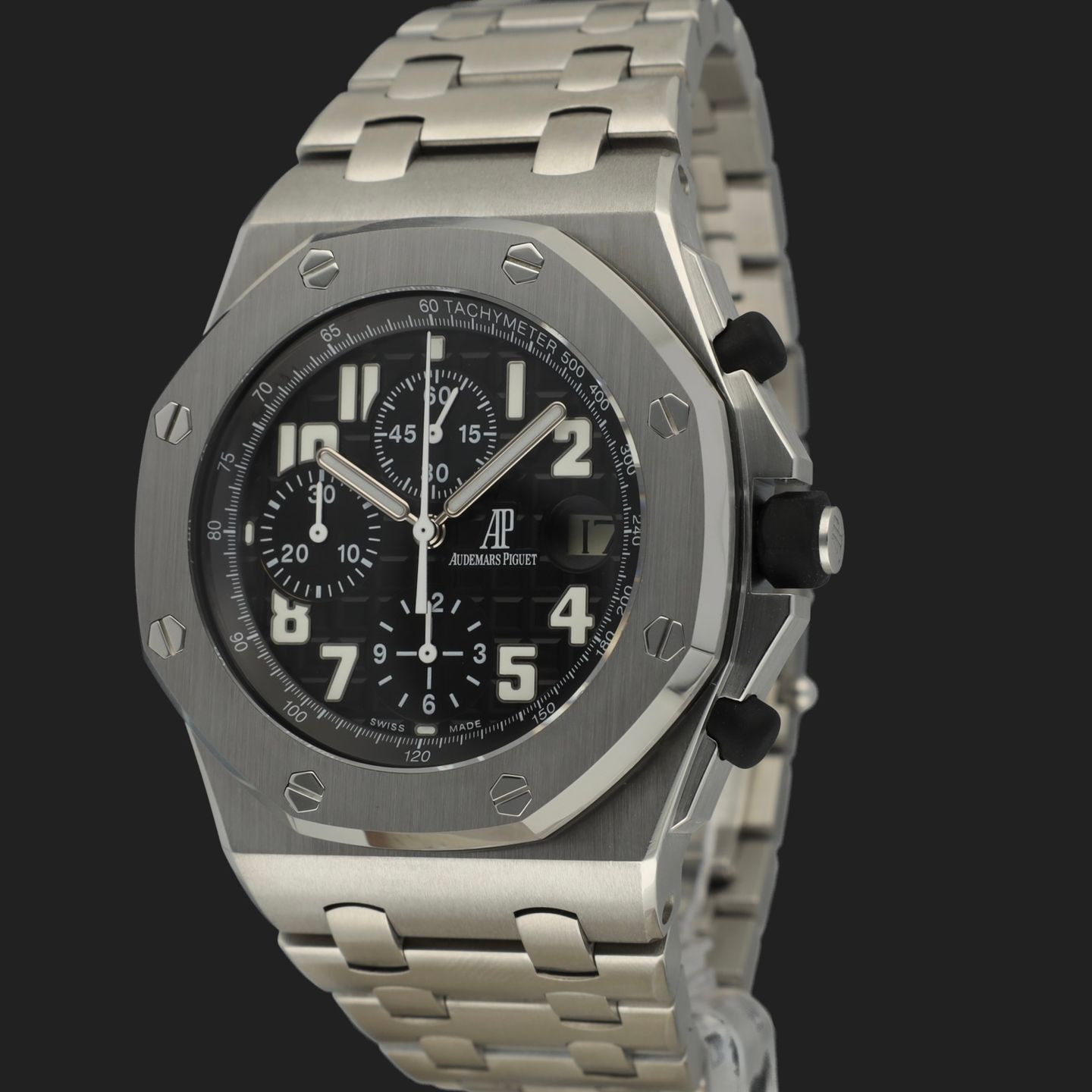 Audemars Piguet Royal Oak Offshore Chronograph 25721ST.OO.1000ST.08 (2008) - Zwart wijzerplaat 42mm Staal (1/8)