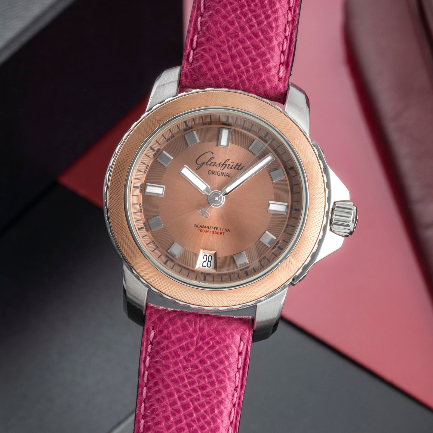 Glashütte Original Sport Evolution 1-39-21-01-02-04 (Onbekend (willekeurig serienummer)) - Roze wijzerplaat 37mm Staal (3/8)