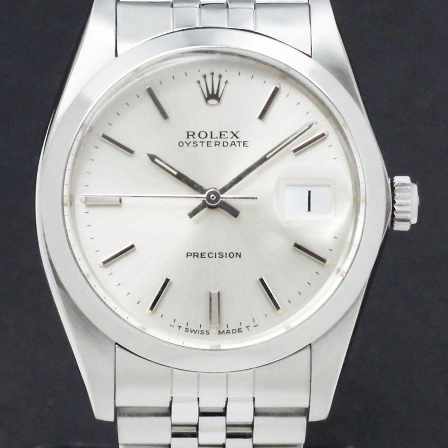 Rolex Oyster Precision 6694 (1985) - Zilver wijzerplaat 34mm Staal (1/7)