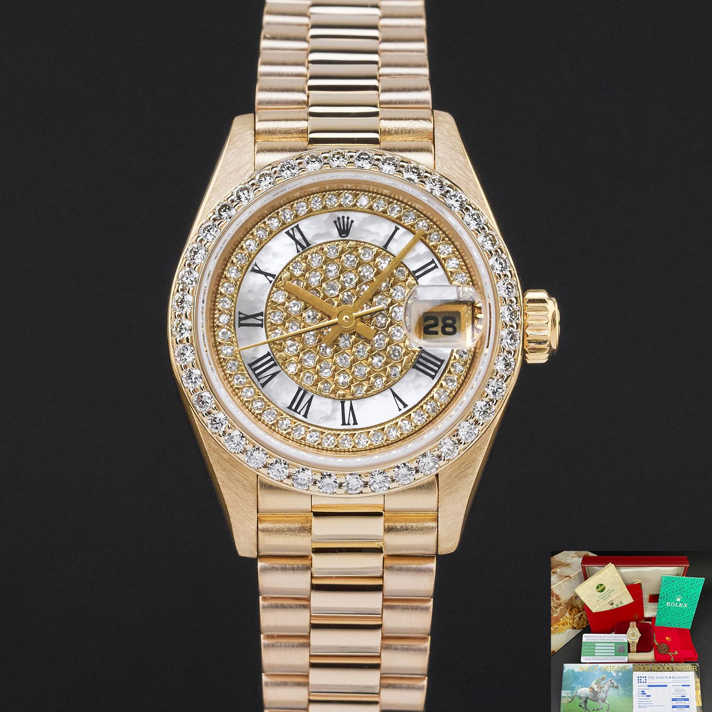Rolex Lady-Datejust 69178 (1987) - Pearl dial 26 mm Yellow Gold case (1/8)