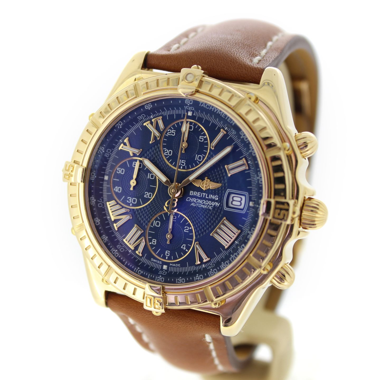 Breitling Crosswind Chronograph K13055 (Unknown (random serial)) - Blue dial 44 mm Yellow Gold case (4/7)