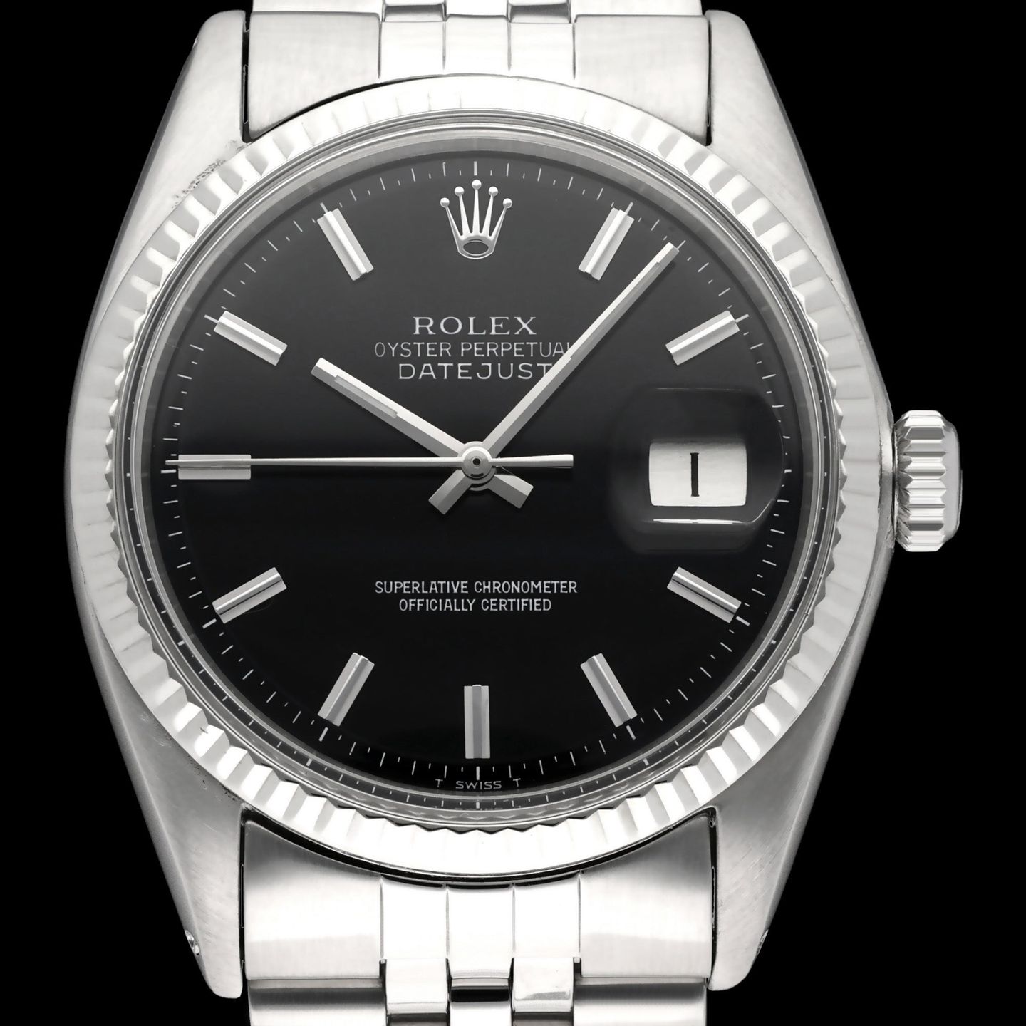 Rolex Datejust 1601 (1970) - Black dial 36 mm Steel case (1/8)