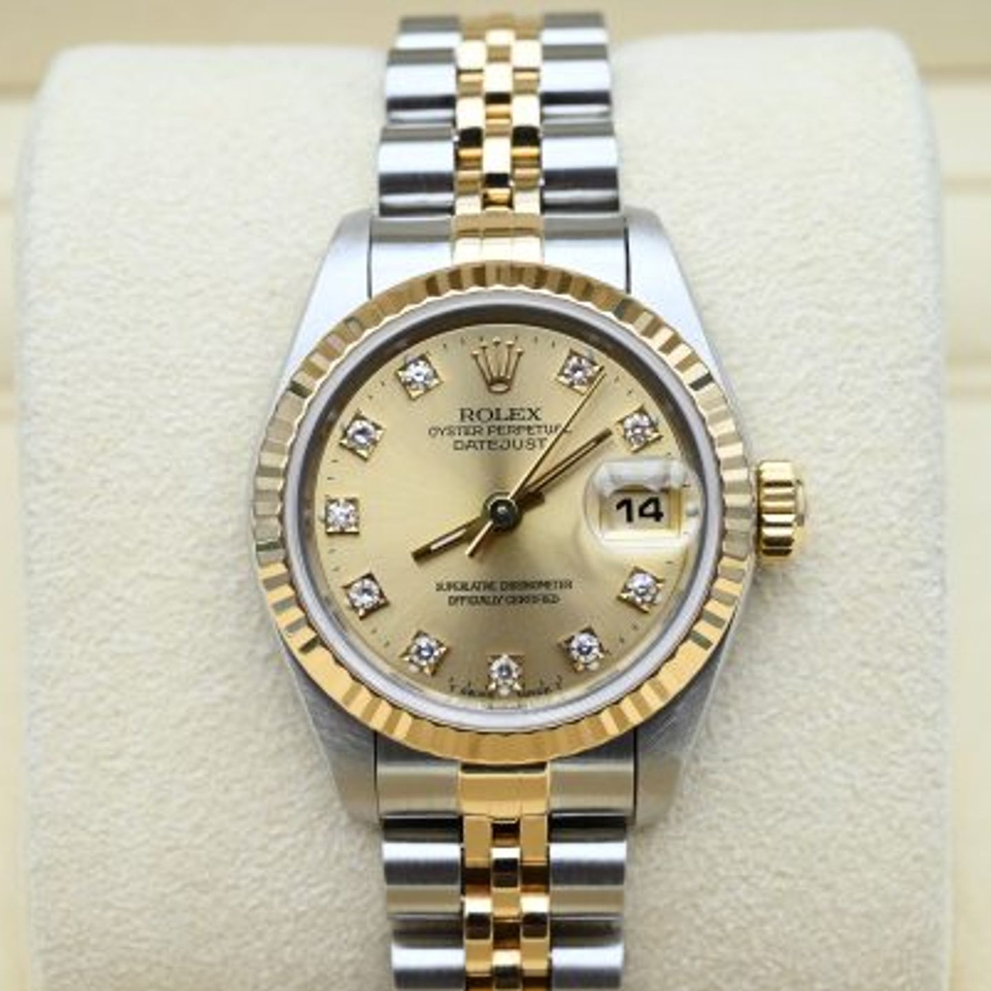 Rolex Lady-Datejust 69173 (1993) - Champagne wijzerplaat 26mm Goud/Staal (3/8)