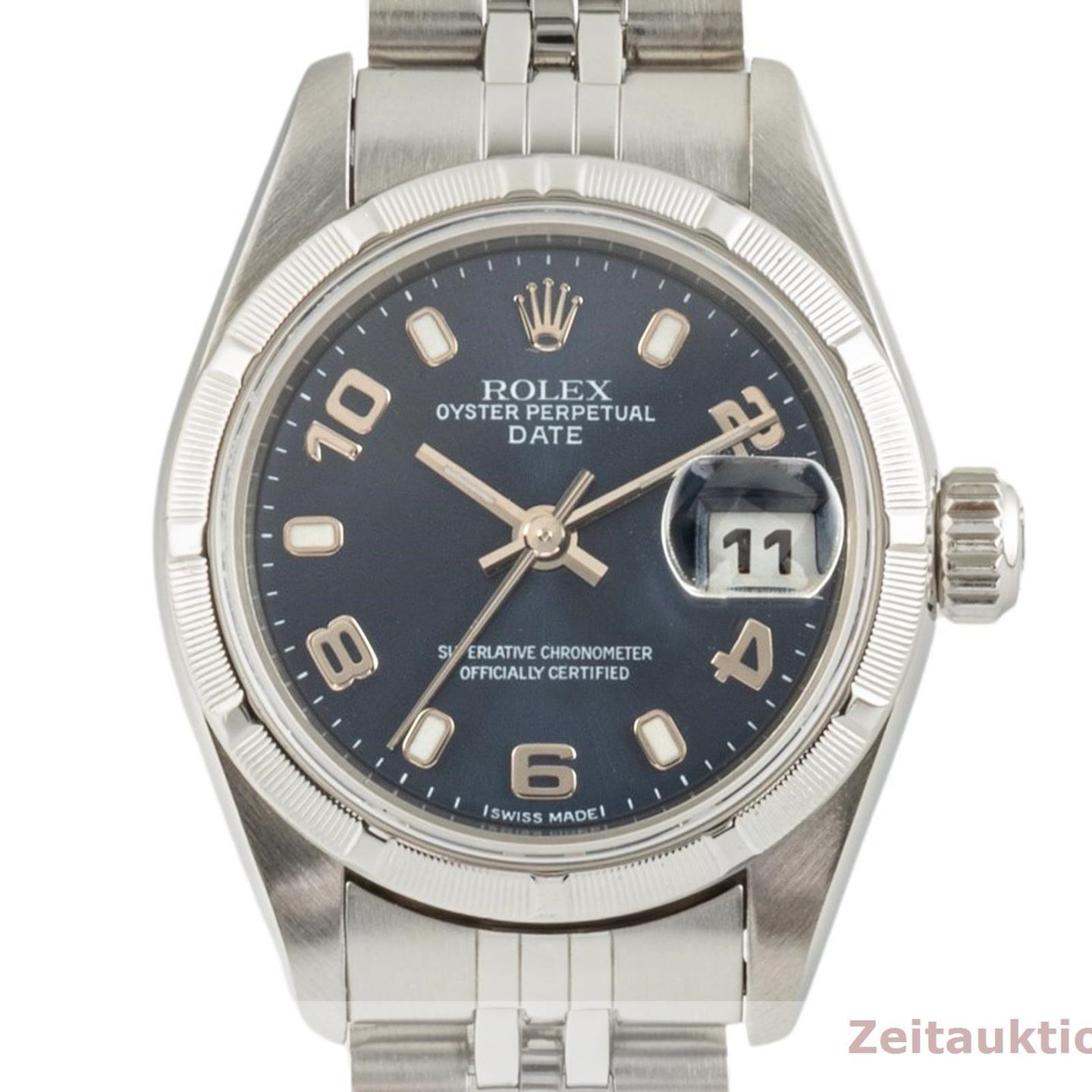 Rolex Oyster Perpetual Lady Date 79190 (2003) - Blue dial 26 mm Steel case (8/8)