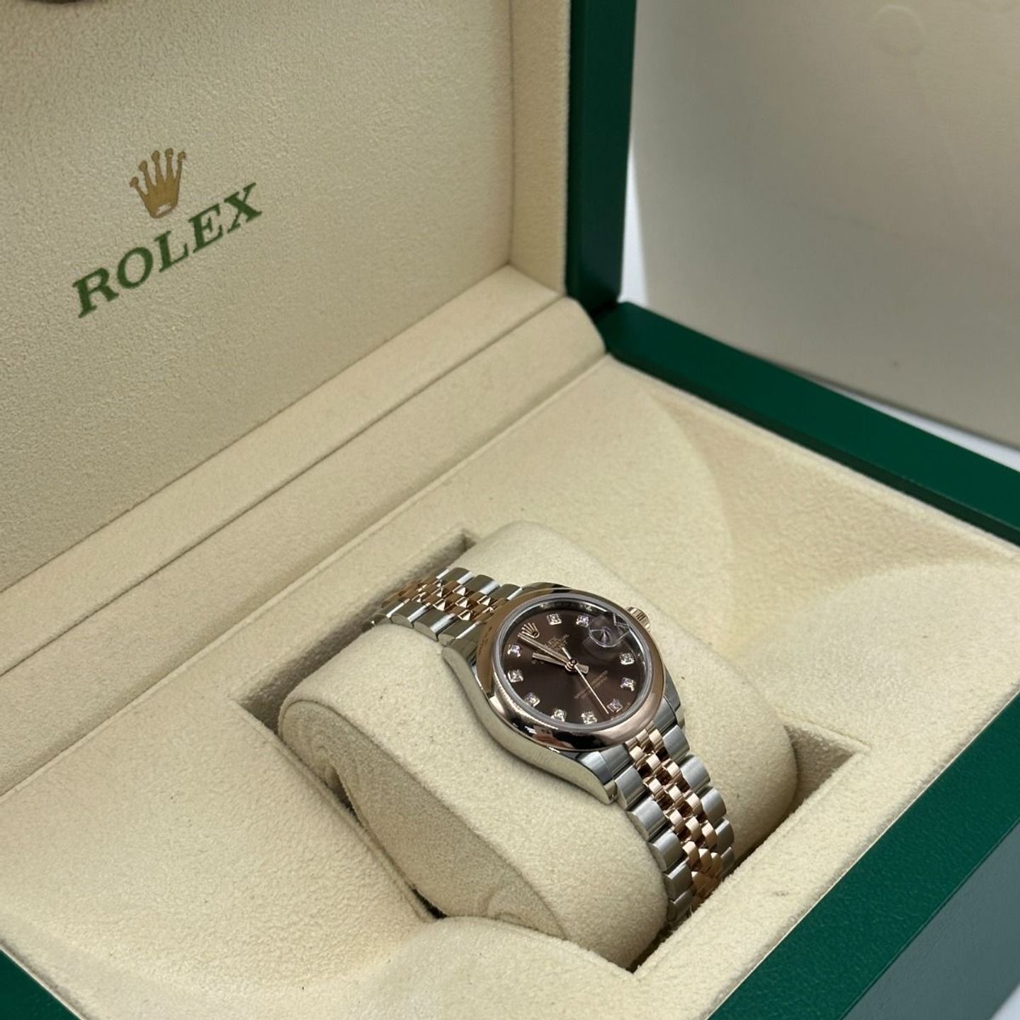 Rolex Lady-Datejust 279161 (2024) - Brown dial 28 mm Steel case (3/8)