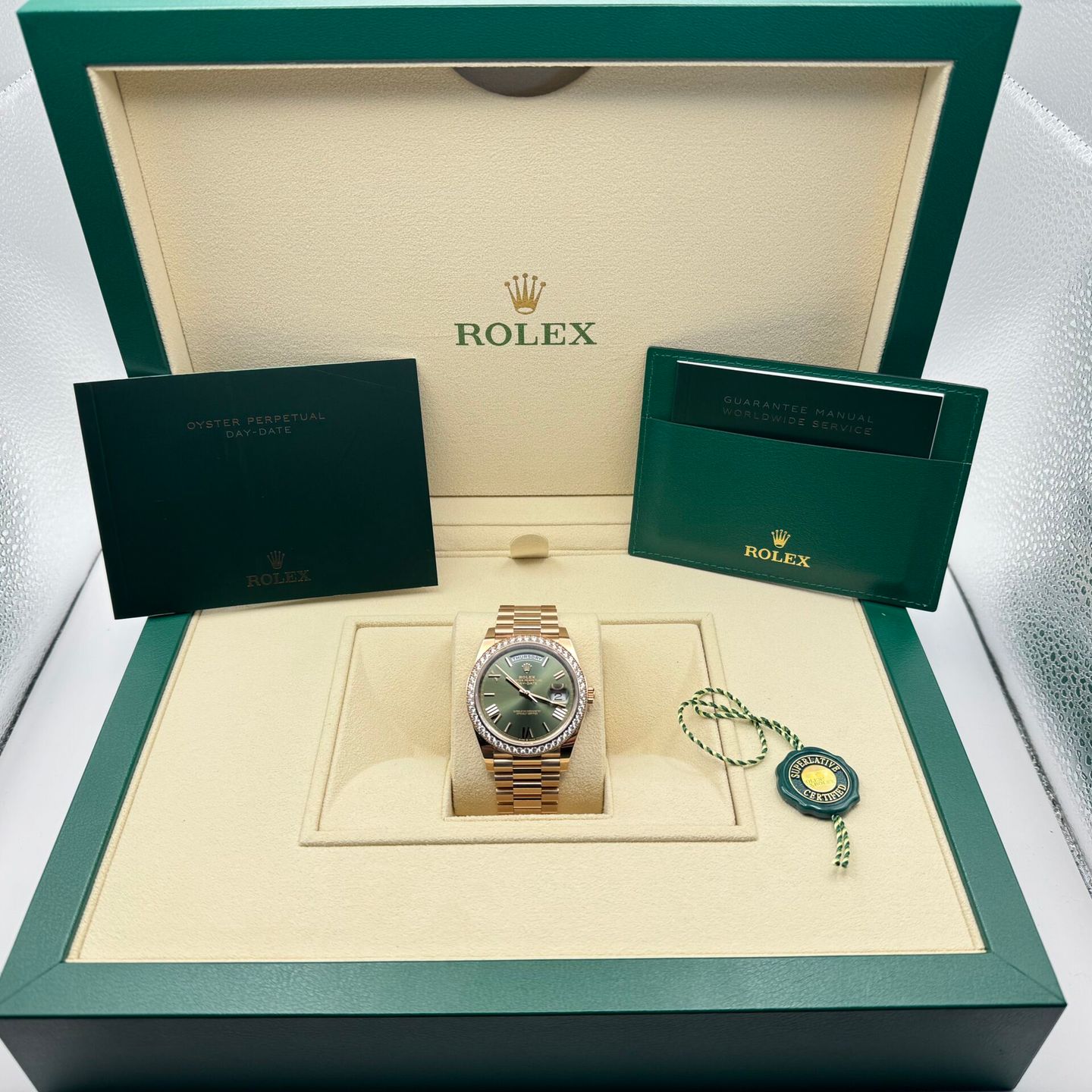 Rolex Day-Date 40 228345RBR (2022) - Green dial 40 mm Rose Gold case (6/8)