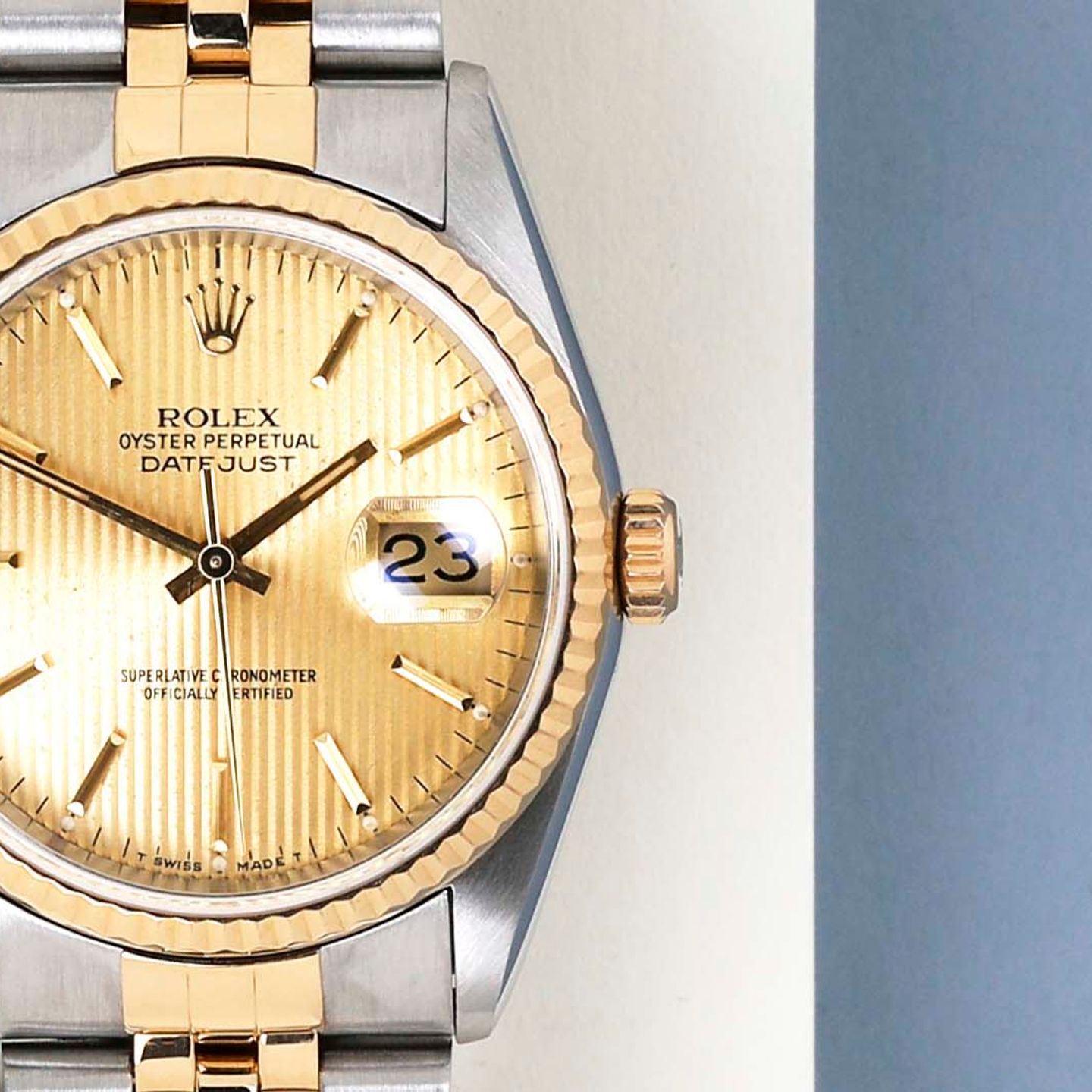 Rolex Datejust 36 16233 (1995) - Champagne wijzerplaat 36mm Goud/Staal (5/8)