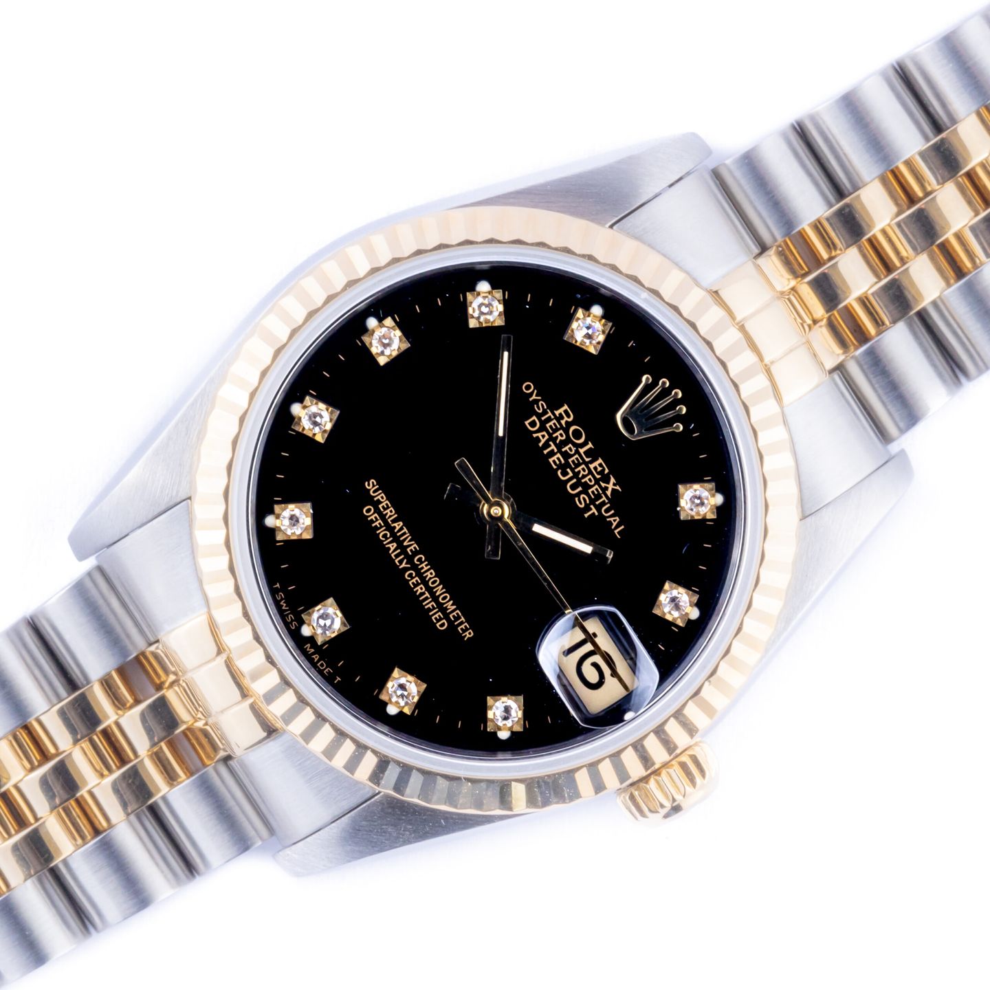 Rolex Datejust 31 68273 (1994) - Black dial 31 mm Gold/Steel case (1/8)