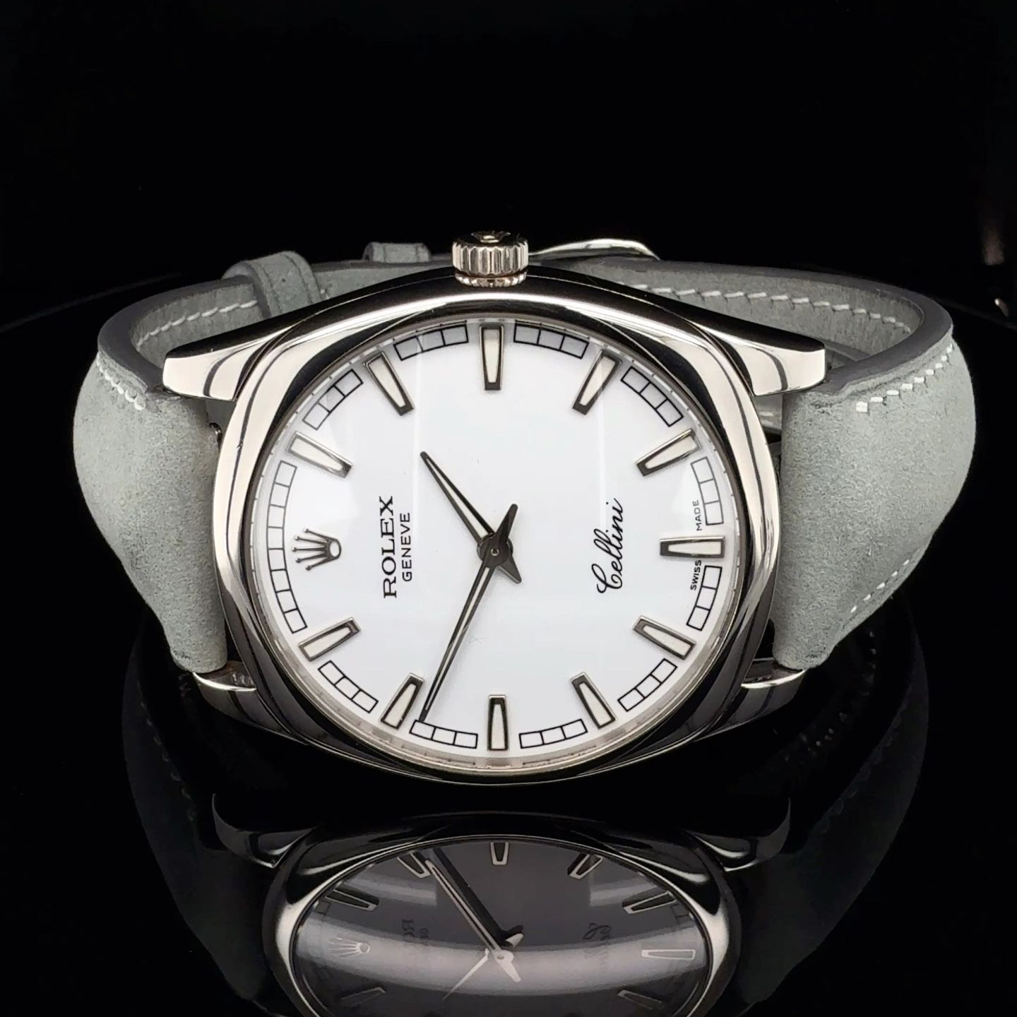 Rolex Cellini Danaos 4243 (2001) - White dial 38 mm White Gold case (6/8)