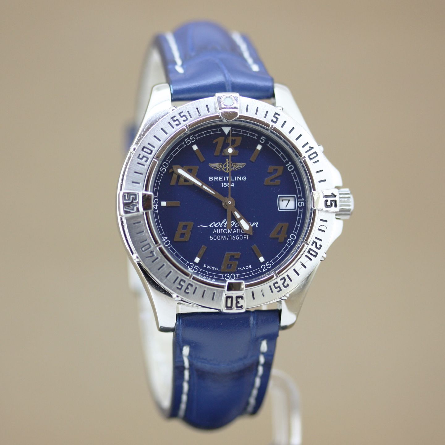 Breitling Colt Automatic A17050 (1999) - Blue dial 38 mm Steel case (3/8)