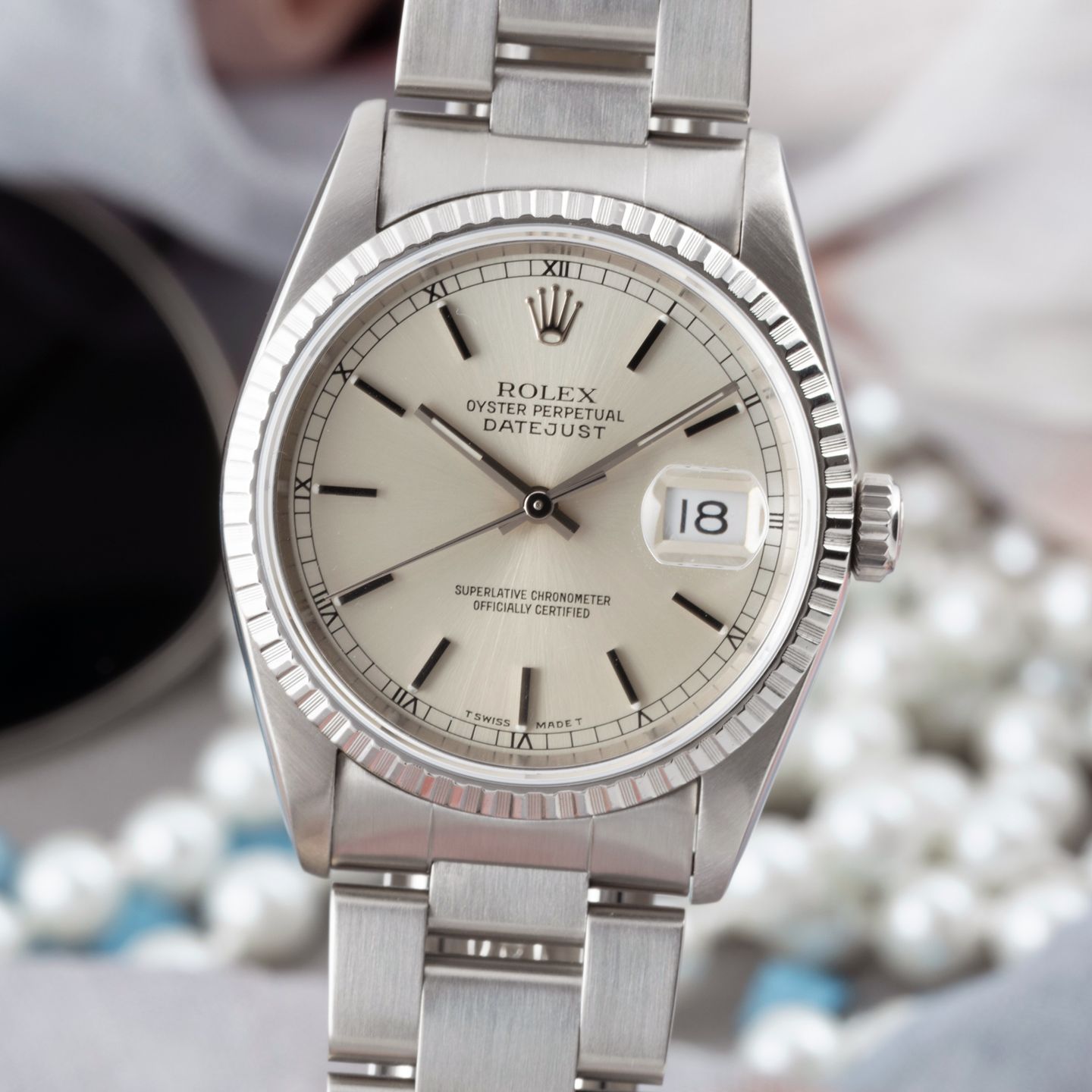 Rolex Datejust 36 16220 (1992) - Zilver wijzerplaat 36mm Staal (3/8)