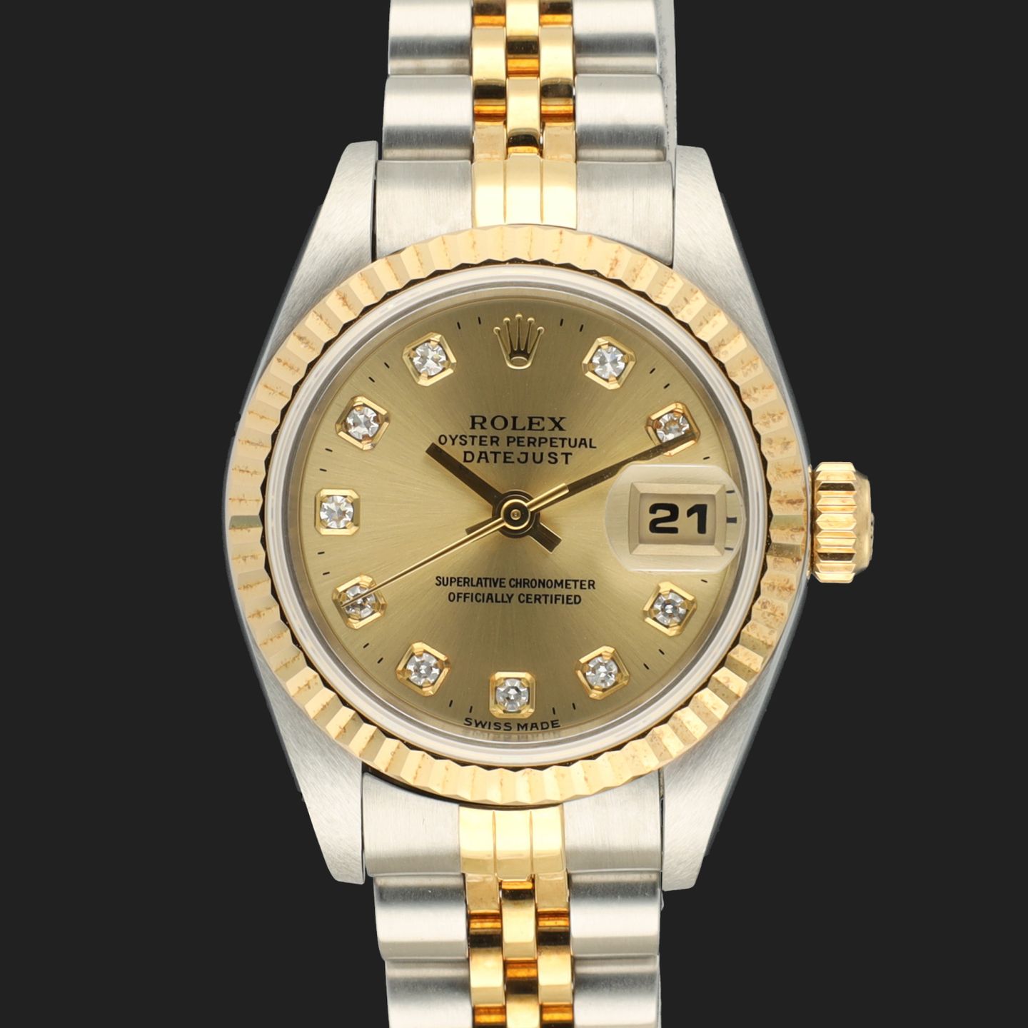 Rolex Lady-Datejust 69173 (1997) - Champagne dial 26 mm Gold/Steel case (3/8)