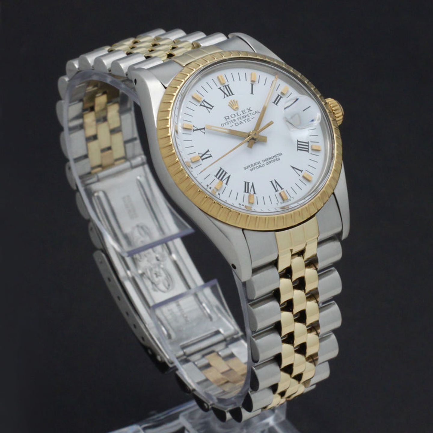 Rolex Oyster Perpetual Date 15053 (1981) - White dial 34 mm Gold/Steel case (3/7)