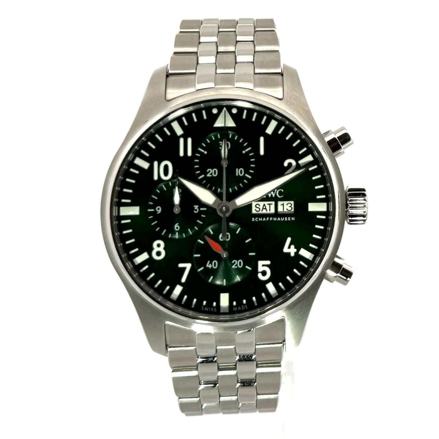 IWC Pilot Chronograph IW378006 (2024) - Groen wijzerplaat 43mm Staal (2/8)