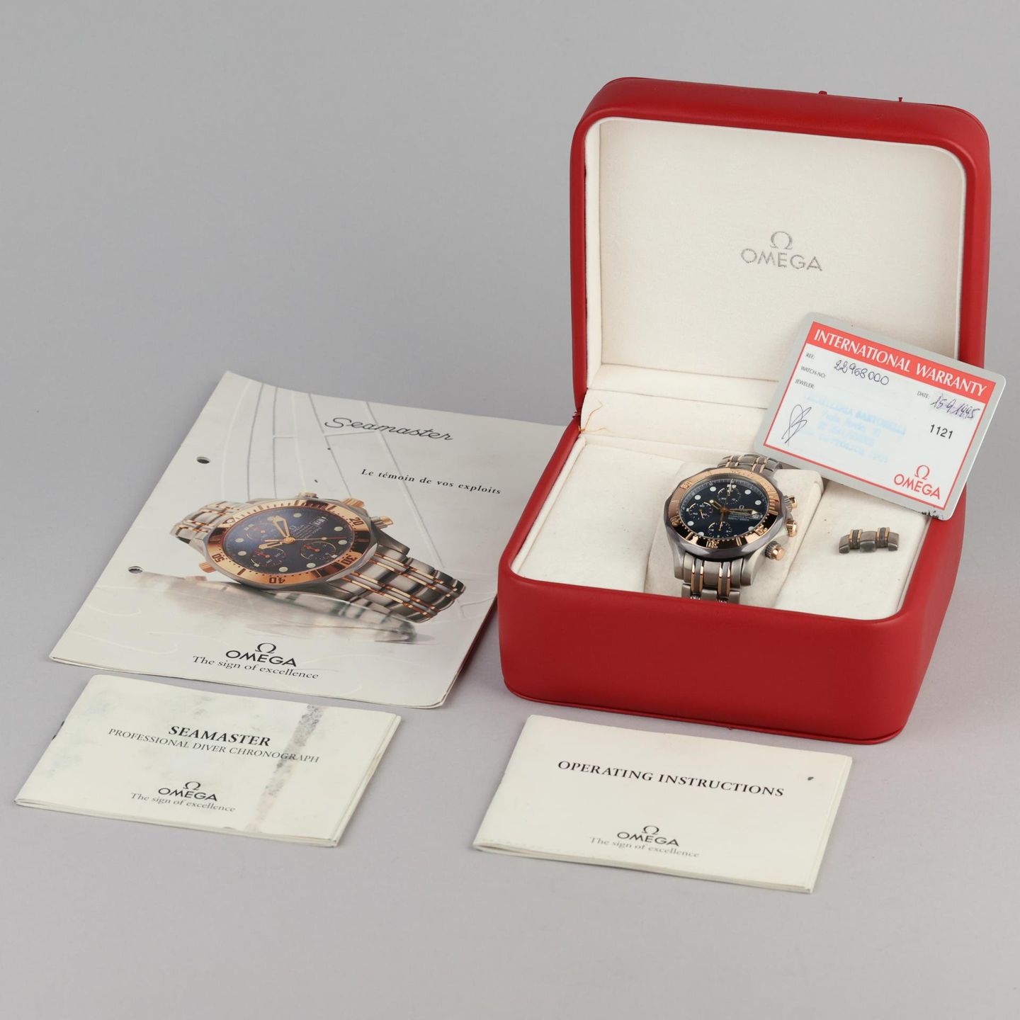 Omega Seamaster Diver 300 M 2296.80.00 (1995) - Blauw wijzerplaat 42mm Titanium (8/8)