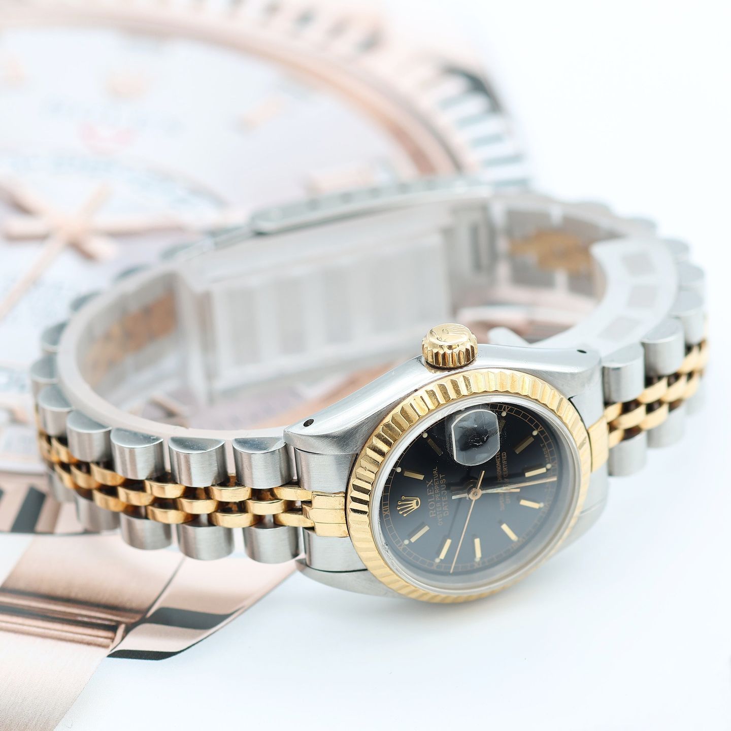 Rolex Lady-Datejust 69173 (Onbekend (willekeurig serienummer)) - Zwart wijzerplaat 26mm Goud/Staal (5/8)