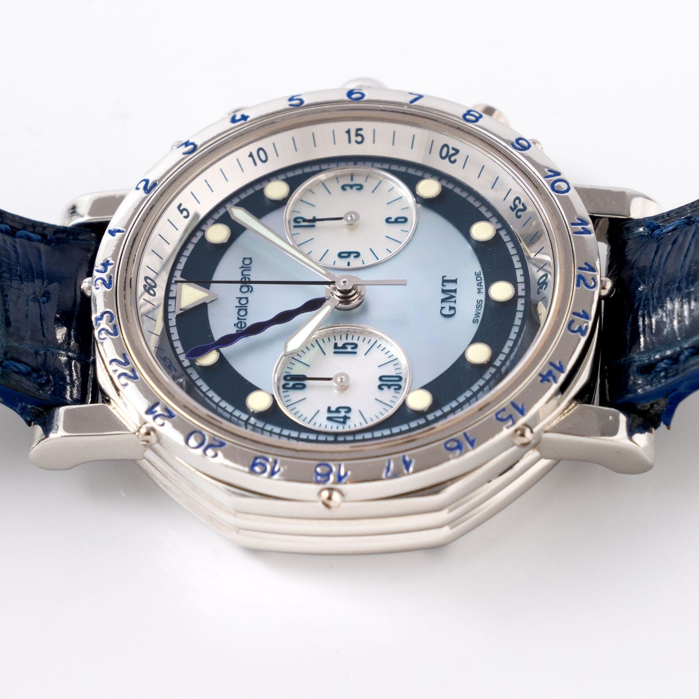 Gérald Genta Unknown G.3503.7-35 (Unknown (random serial)) - Blue dial 35 mm Platinum case (6/8)