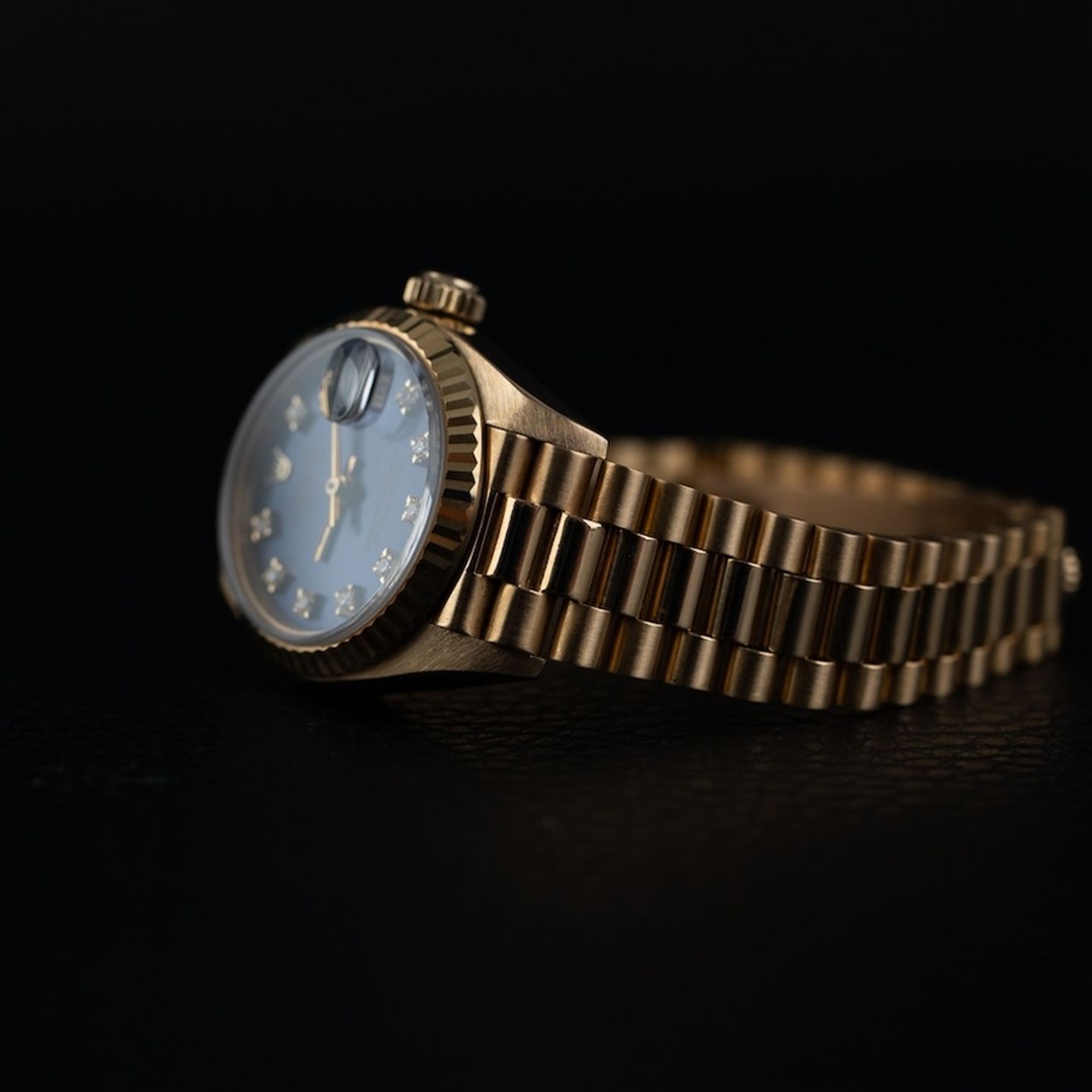 Rolex Lady-Datejust 69178 (1990) - Blue dial 26 mm Yellow Gold case (8/8)