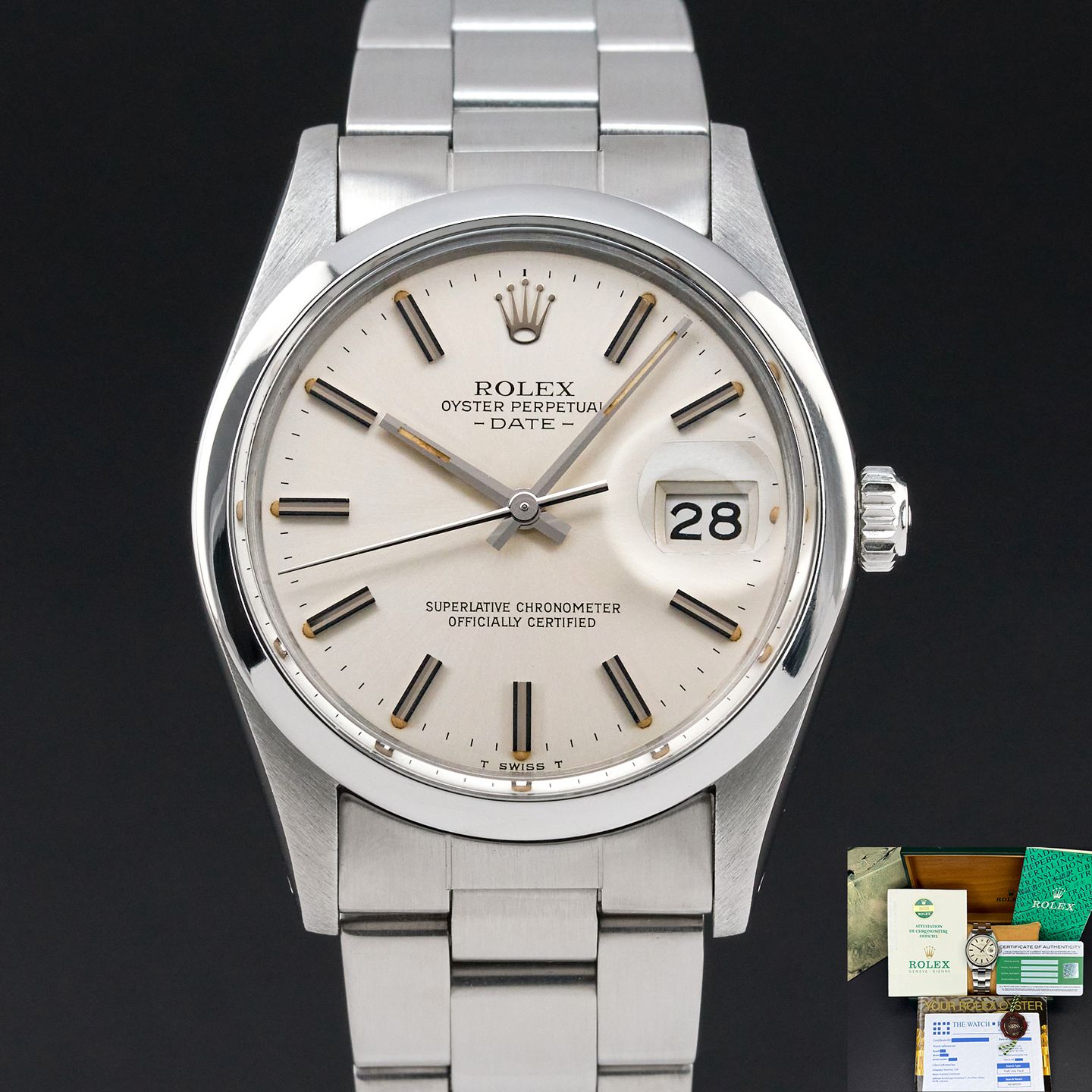 Rolex Oyster Perpetual Date 15000 (1982) - Silver dial 34 mm Steel case (1/8)