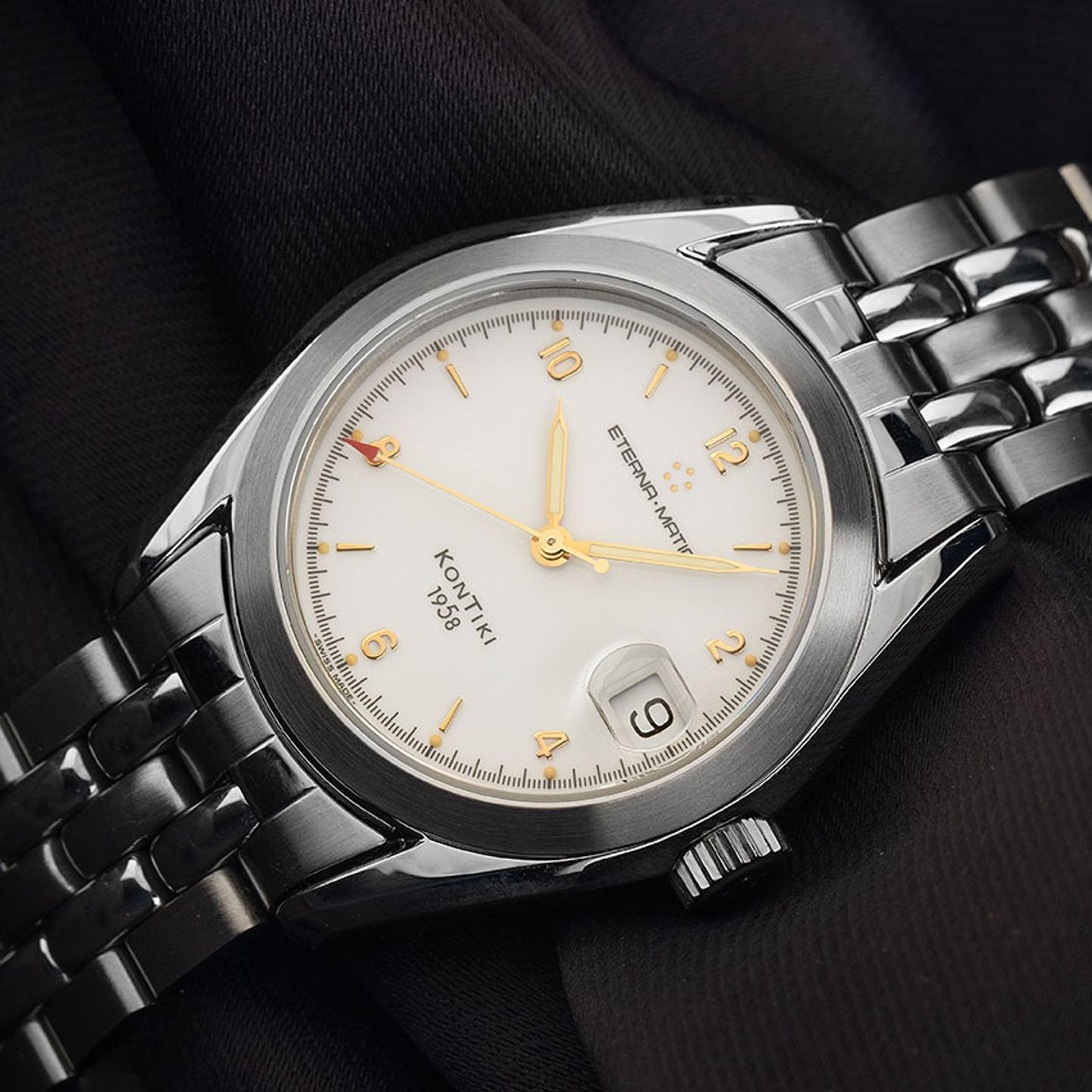 Eterna Kontiki 1571-41 (1996) - Wit wijzerplaat 37mm Staal (3/8)