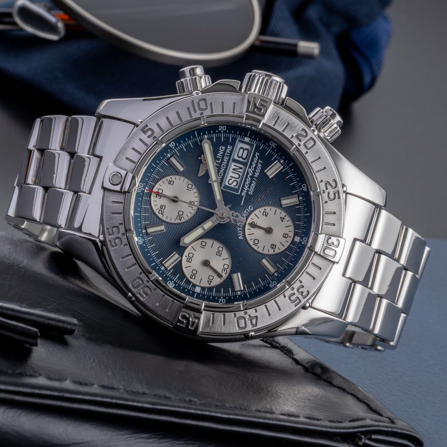 Breitling Superocean Chronograph II A13340 (2005) - Blue dial 42 mm Steel case (2/8)